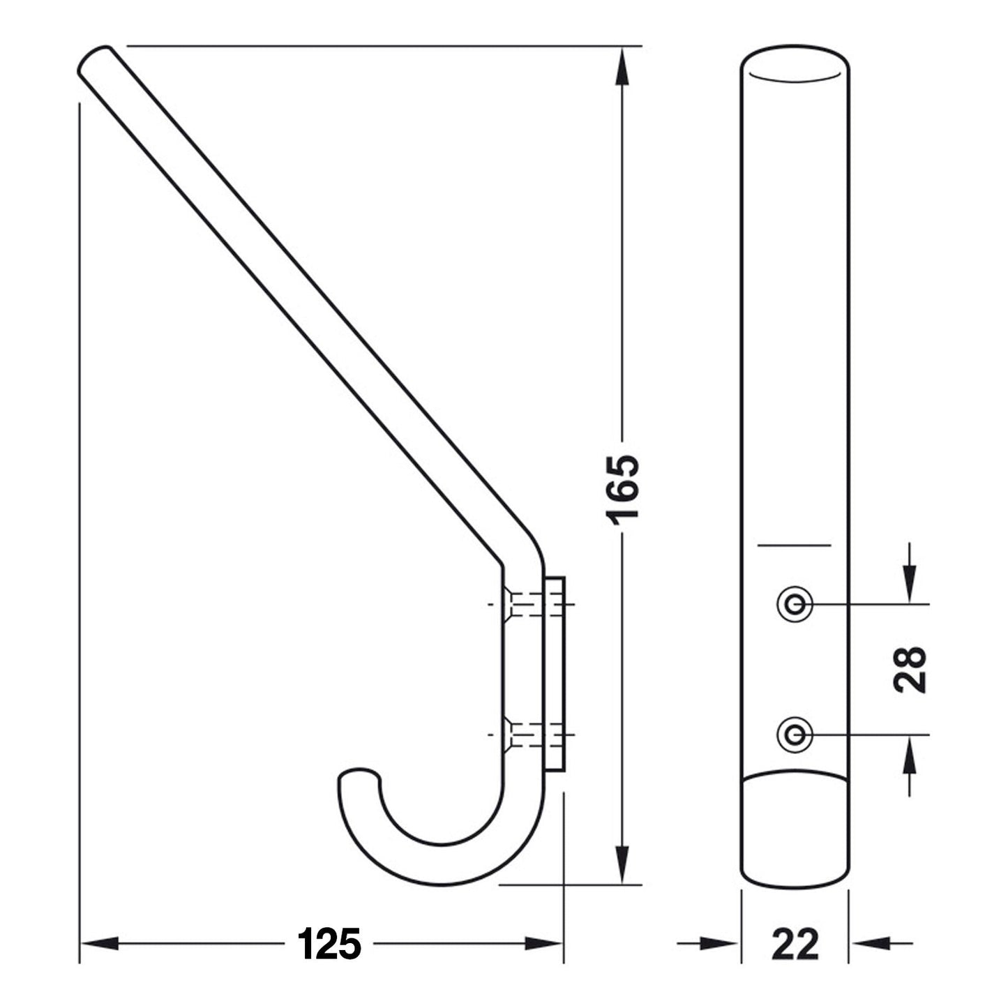 Hafele HEWI Polyamide Coat & Hat Hook - Illustration