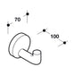 Hafele HEWI Polyamide Wall Mounted Hook - Illustration