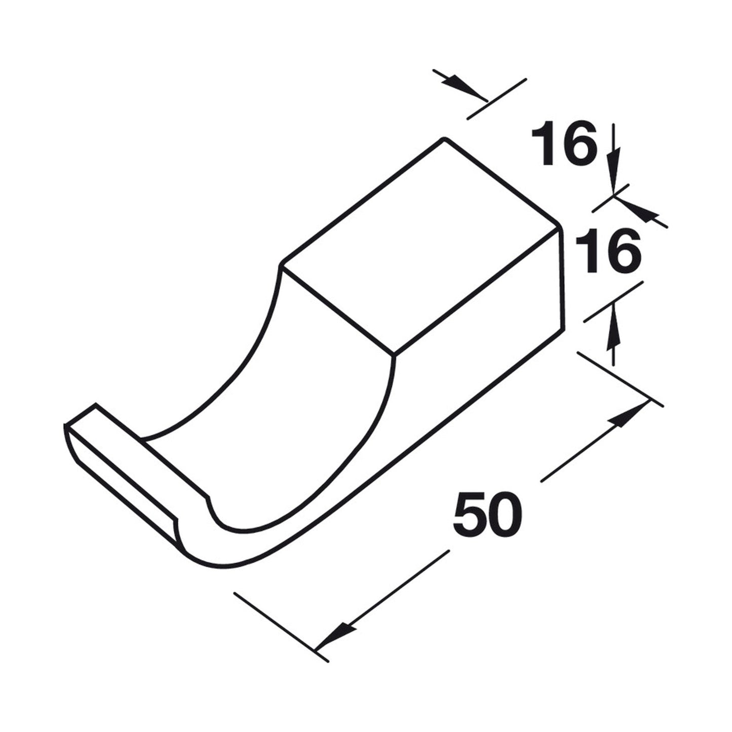 Hafele HEWI Polyamide Single Coat Hook - Illustration