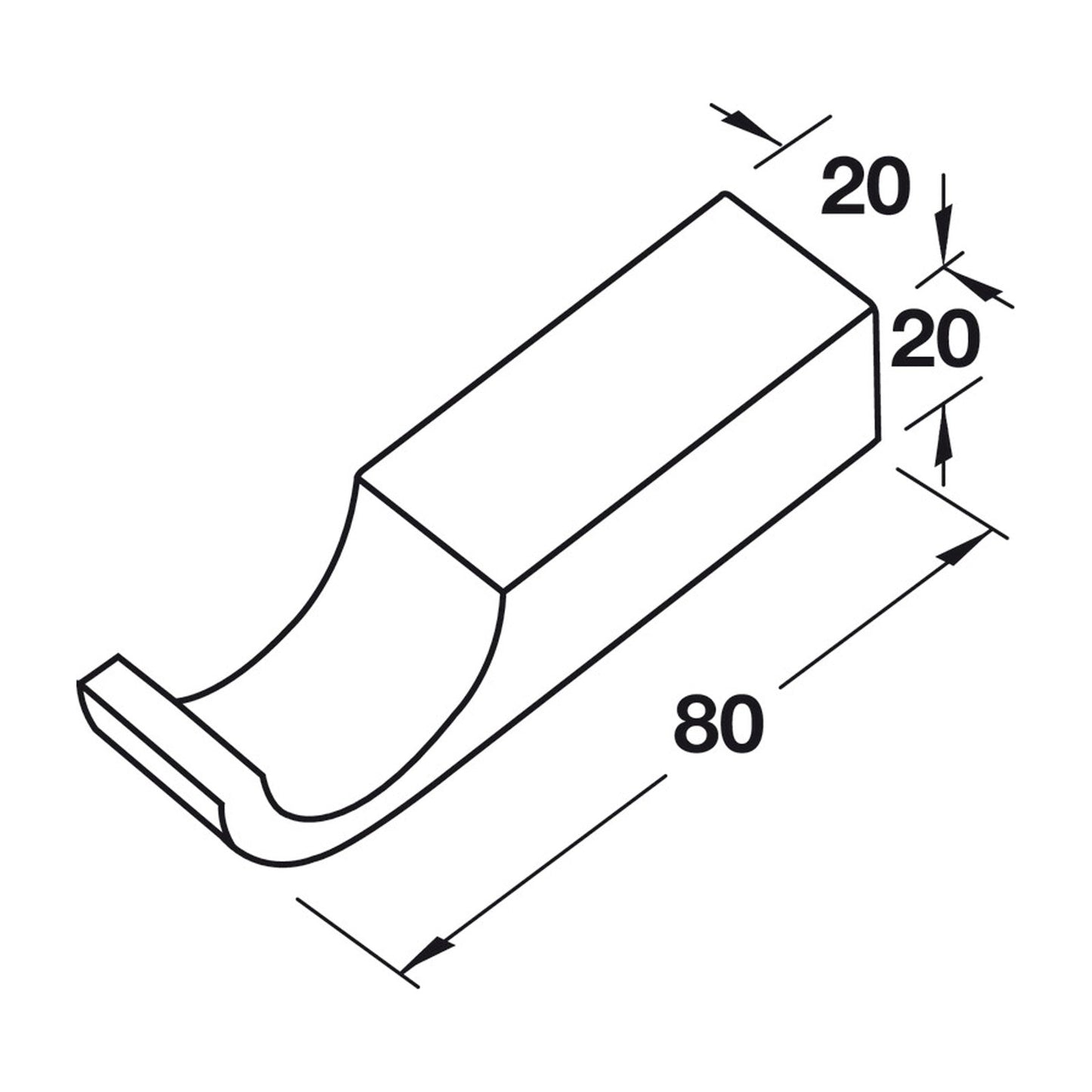 Hafele HEWI Polyamide Single Coat Hook - Illustration