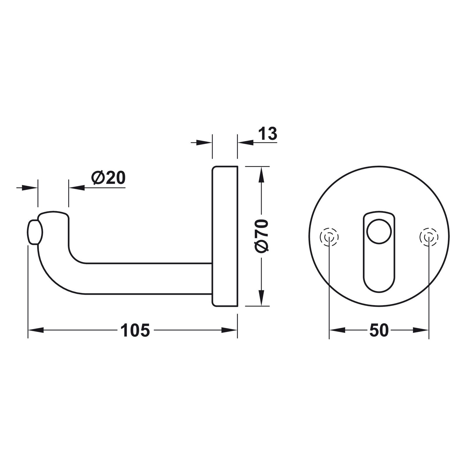 Hafele HEWI Polyamide Hook with Door Buffer - Illustration