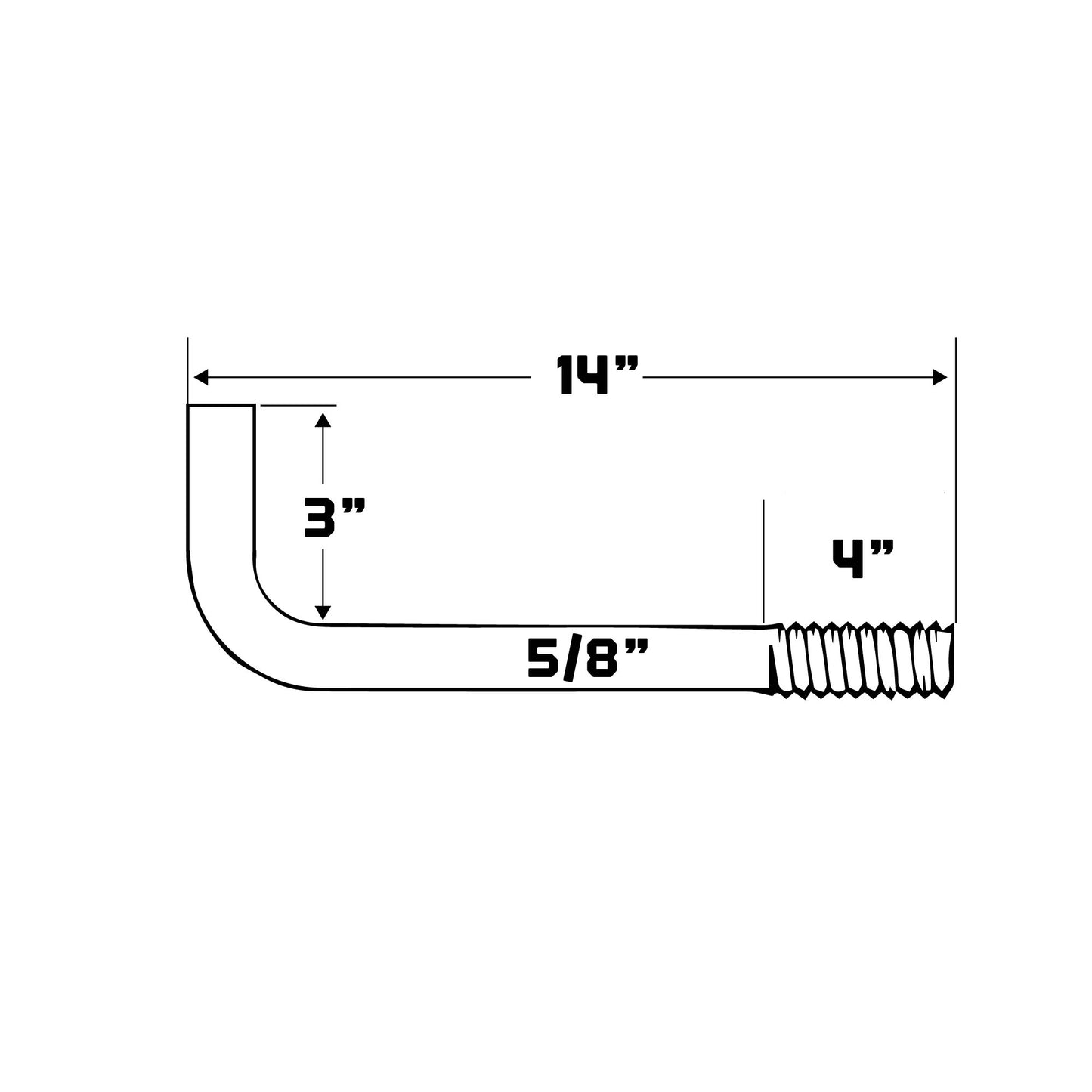 5/8"-11 x 14" L-Bolt Concrete Anchor Bolt - Plain