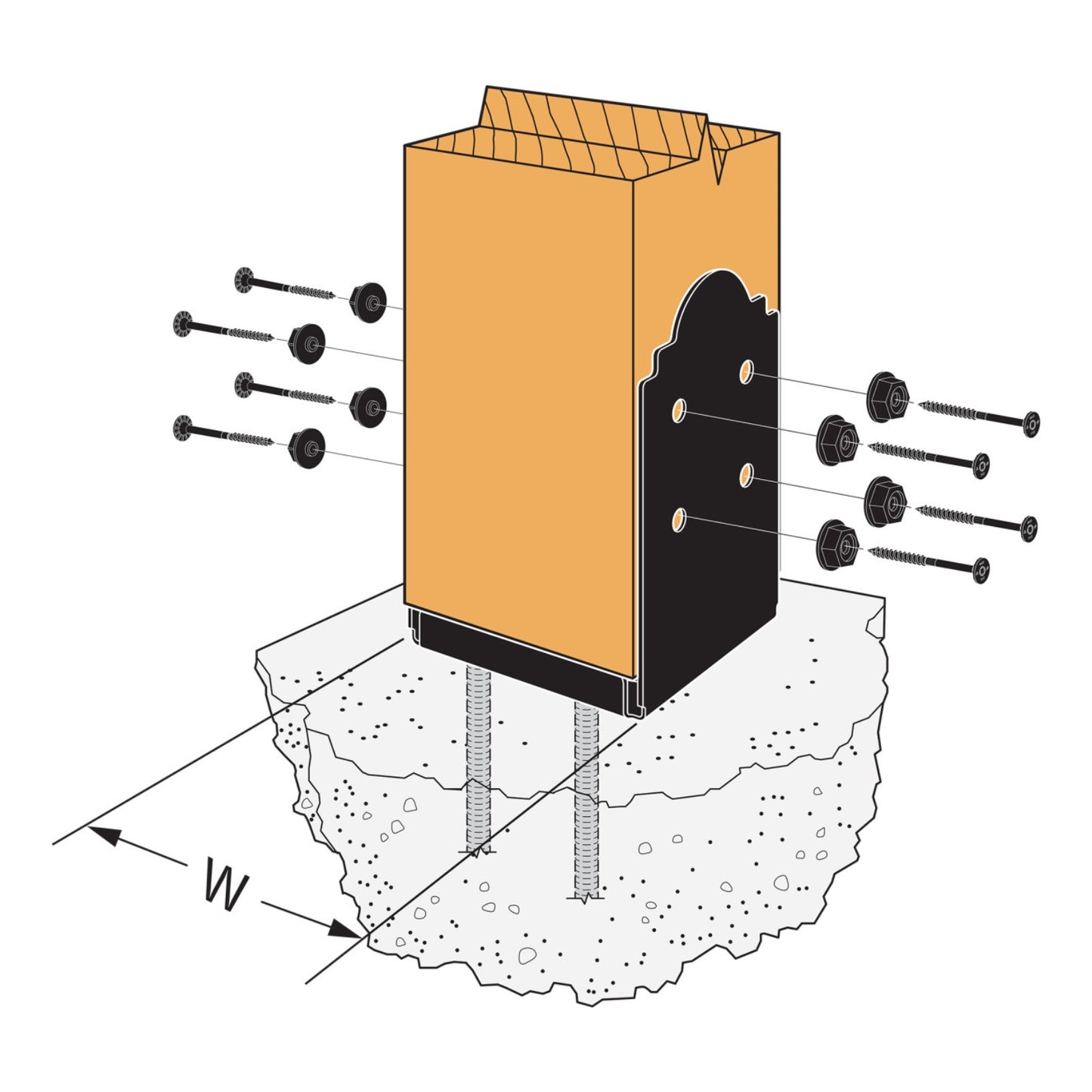 Simpson APB88 Ornamental 8x8 Post Base installation
