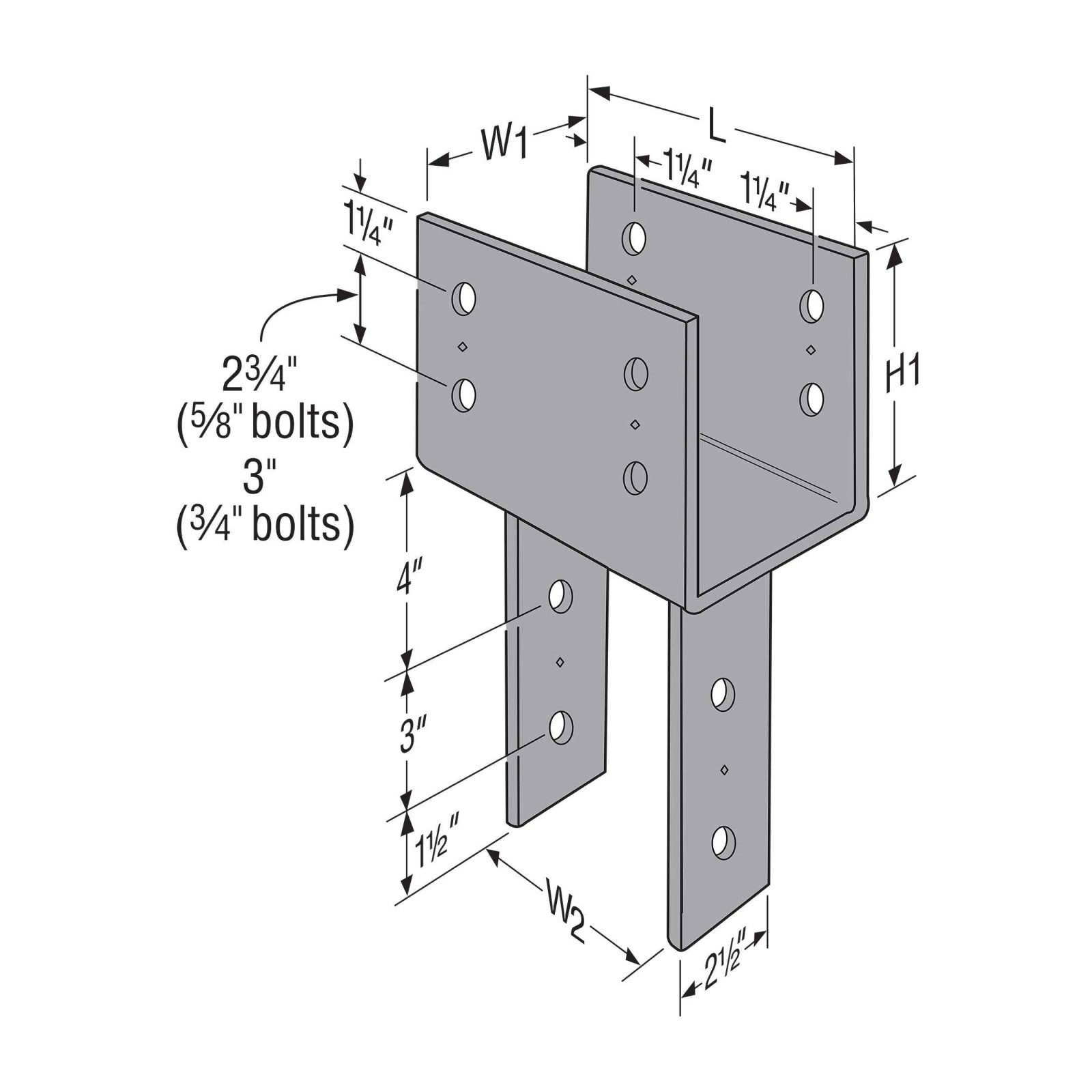 Simpson CC4.62X Column Cap for Triple 2X Beam, Variable Post, Custom Non-Returnable