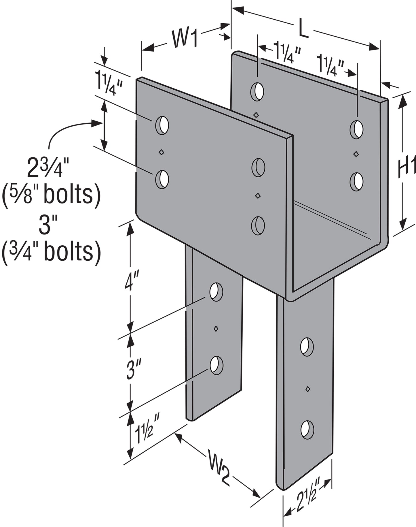 Simpson CC5 1/4X Column Cap for 5-1/8" Beam, Variable Post, Custom Non-Returnable