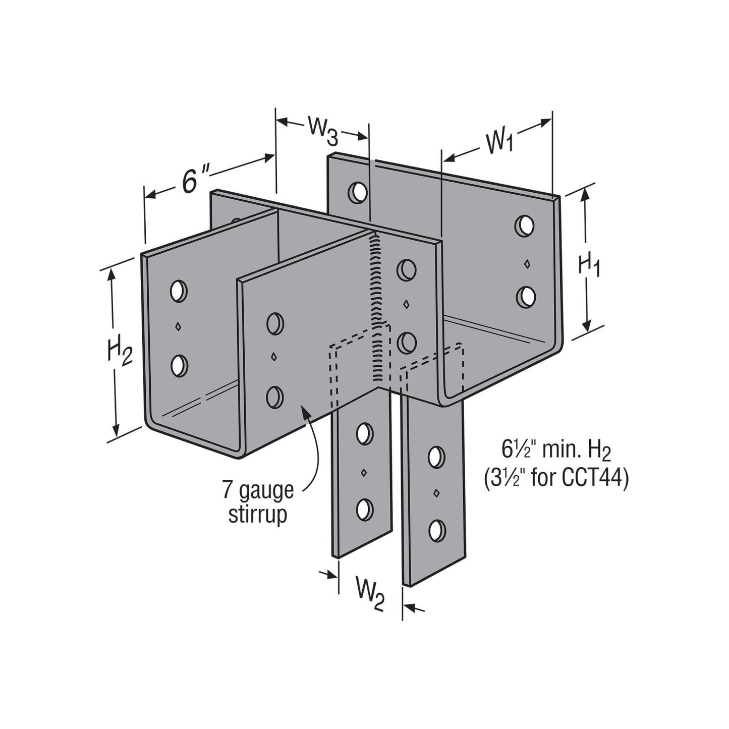 Simpson Strong-Tie CCT4X T-Shape Custom Column Cap for 4X Beam