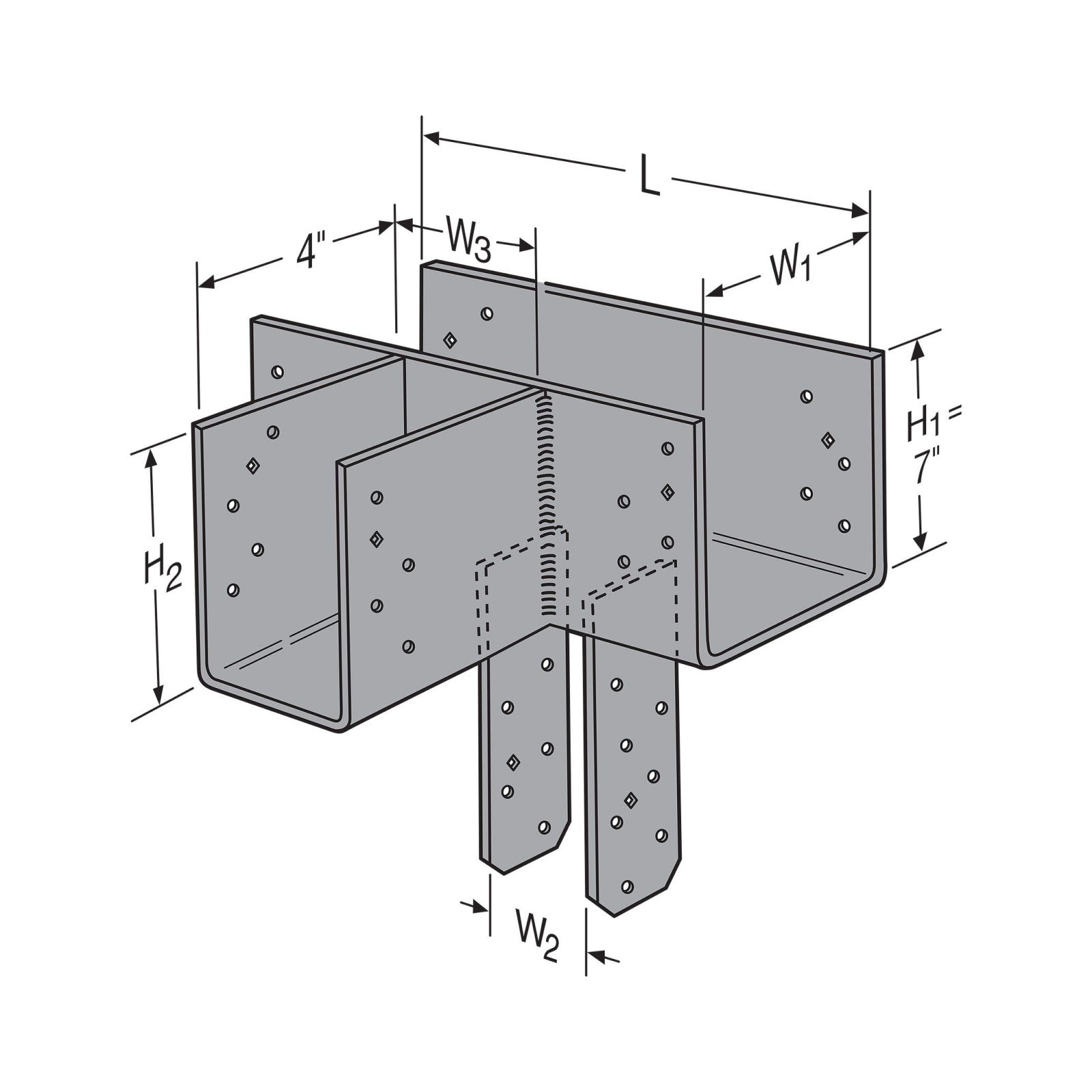 Simpson Strong-Tie CCTQ3X-SDS T-Shape Column Cap for 3-1/8" Beam