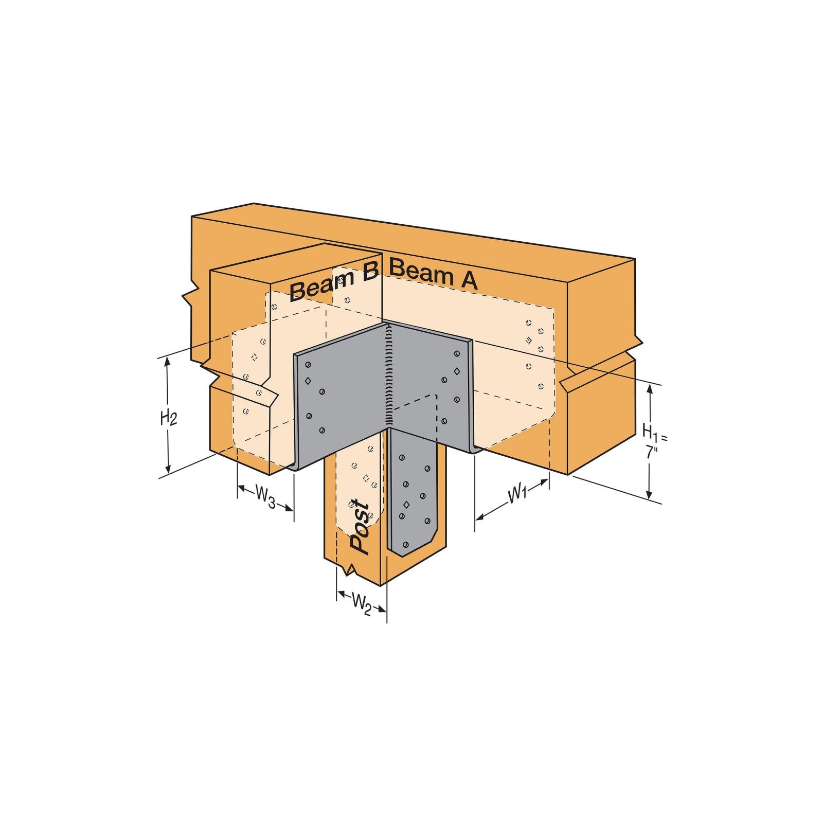 Simpson Strong-Tie CCTQ3X-SDS T-Shape Column Cap for 3-1/8" Beam