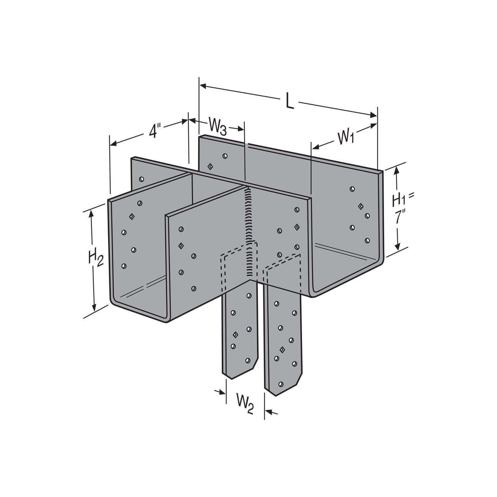 Simpson CCTQ5X-SDS T-Shape Column Cap for 5-1/8" Beam