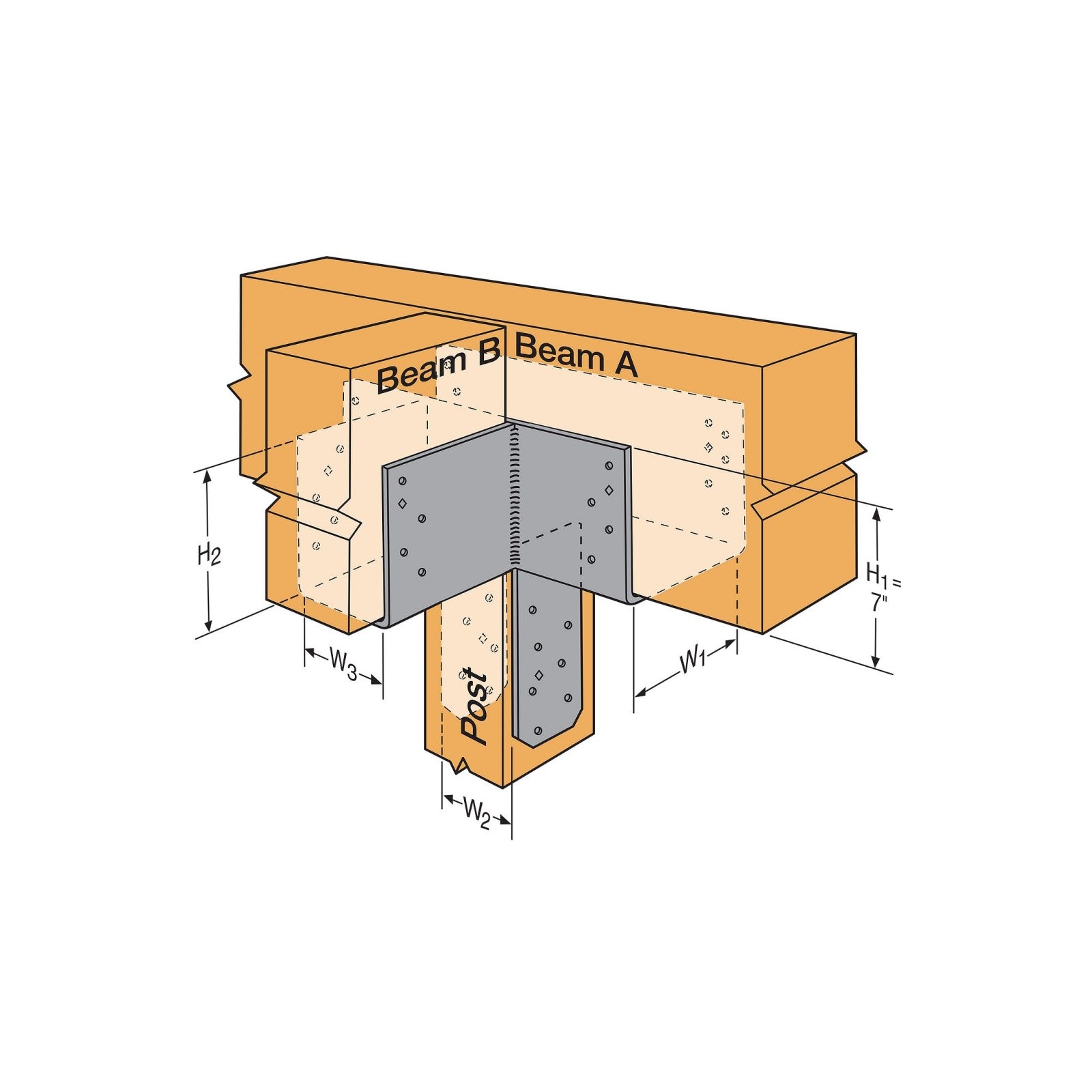 Simpson CCTQ5X-SDS T-Shape Column Cap for 5-1/8" Beam