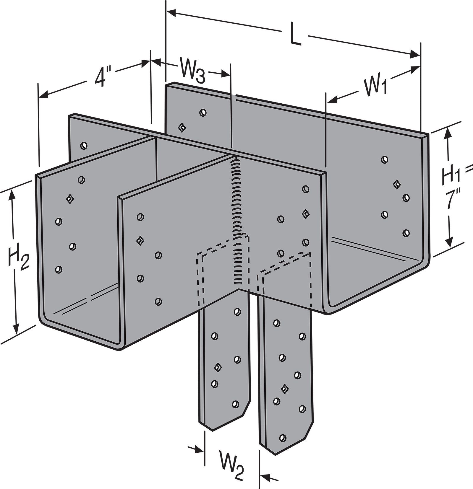 Simpson CCTQ6X-SDS T-Shape Custom Column Cap for 6X Beam