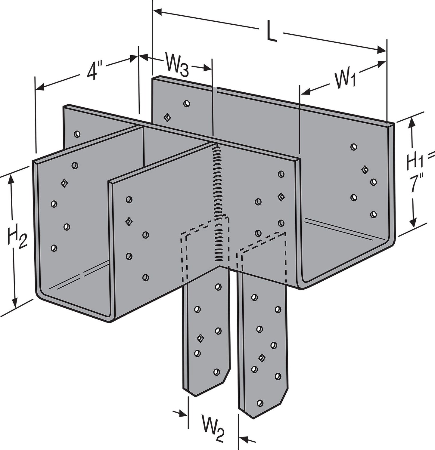 Simpson CCTQ7.1X-SDS T-Shape Column Cap for 7" Beam