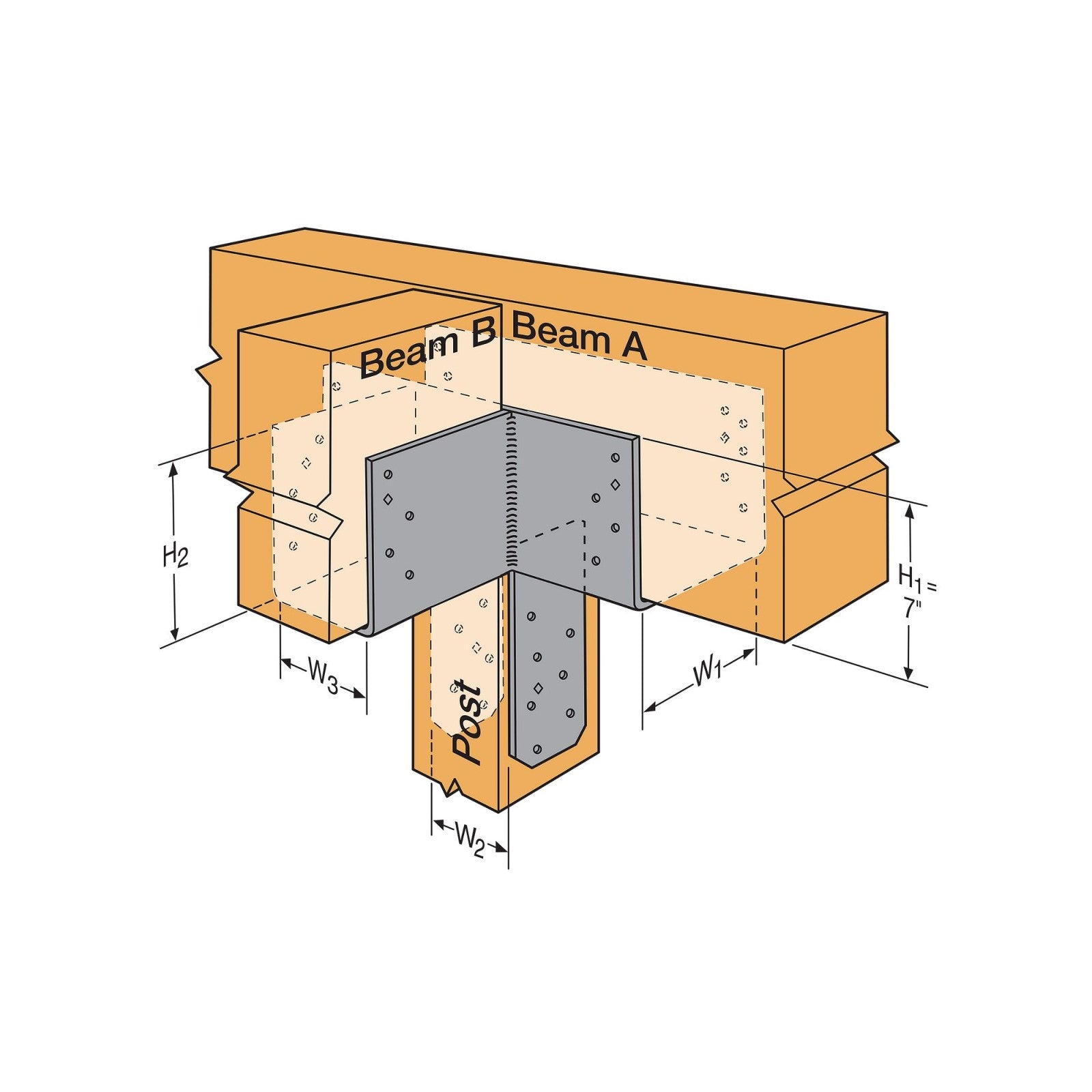 Simpson Strong-Tie CCTQ7X-SDS T-Shape Column Cap for 6-3/4" Beam