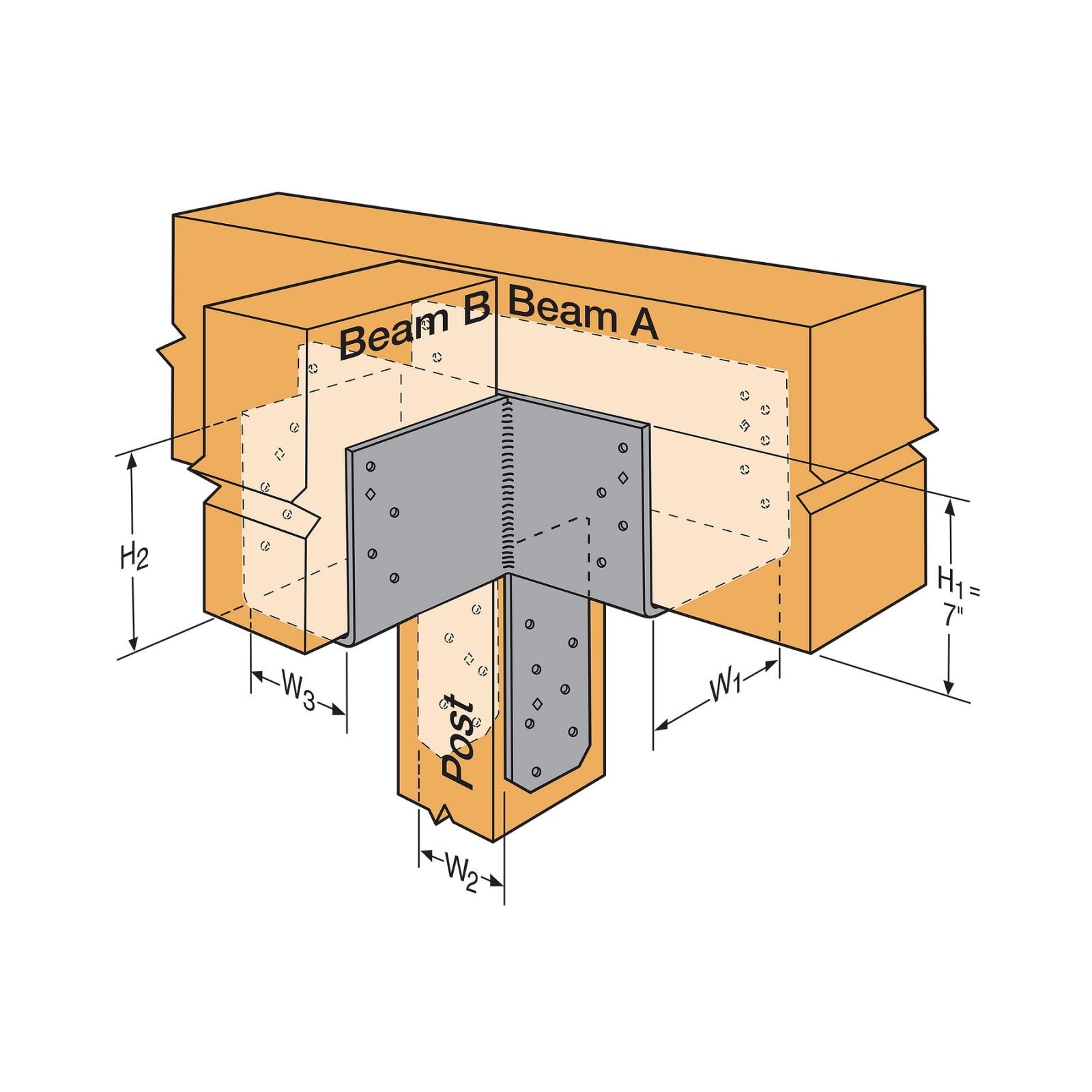 Simpson CCTQ8X-SDS T-Shape Custom Column Cap for 8X Beam