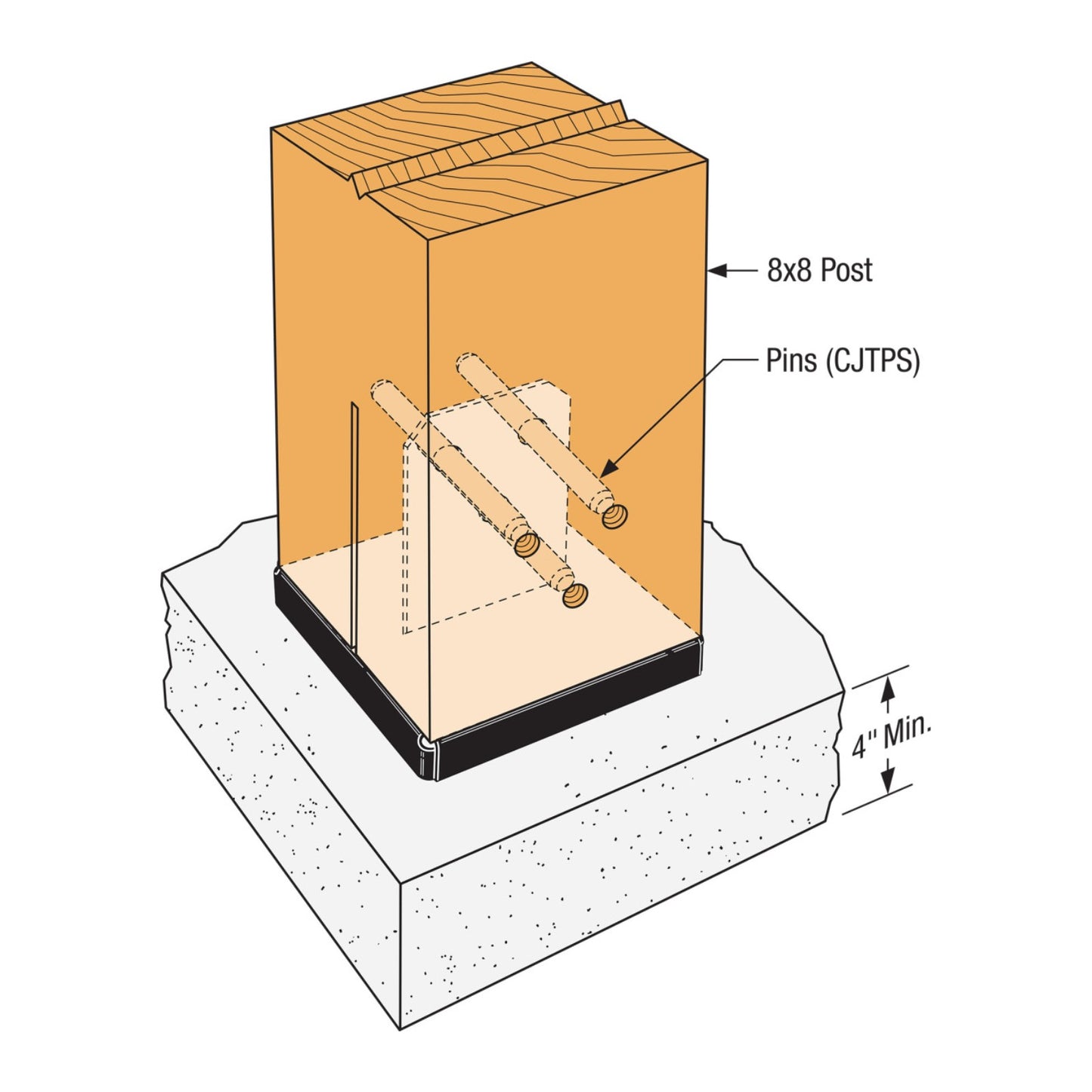 Simpson CPT88Z Concealed Post Tie For 8x8 Posts - Zmax Finish