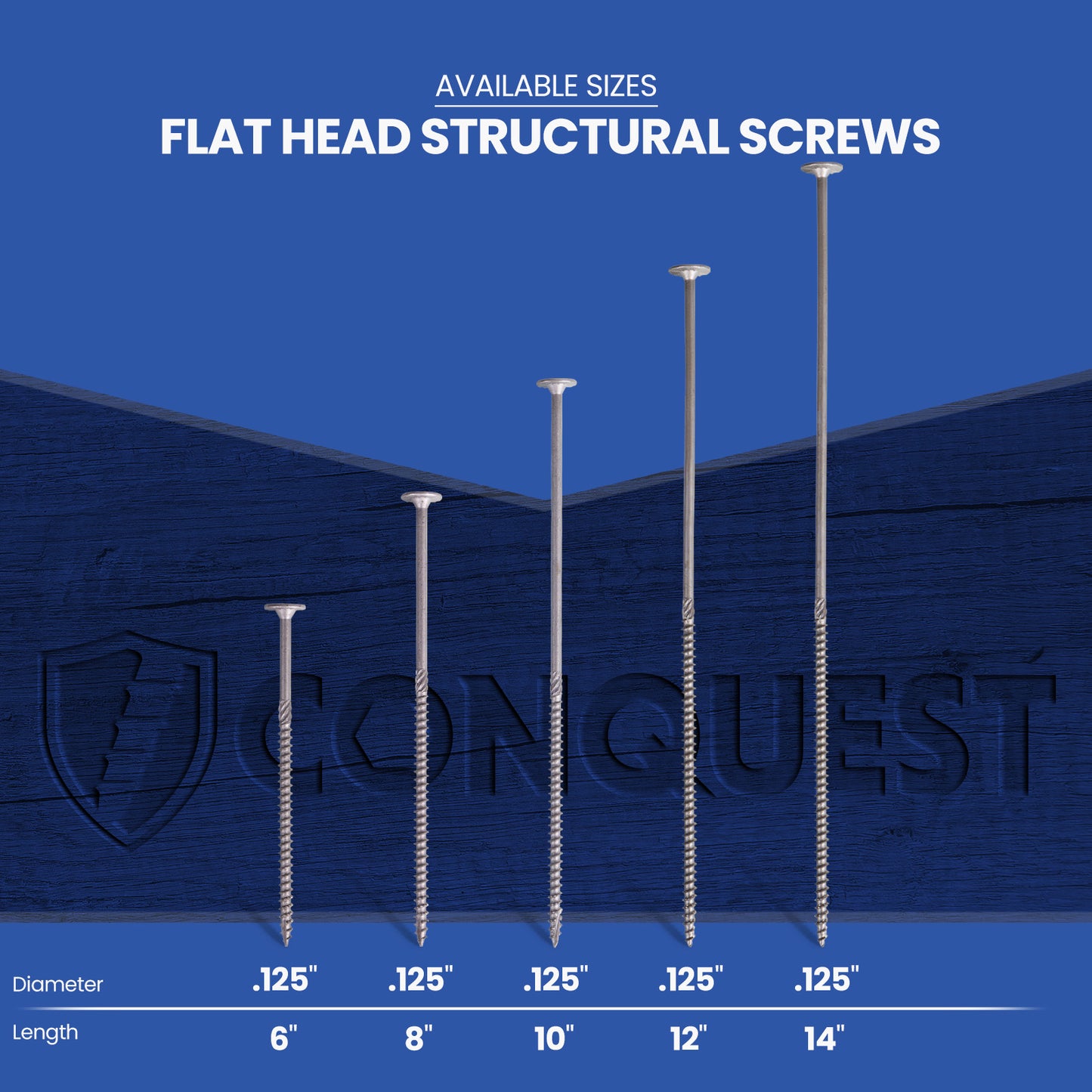 .275" x 10" Conquest Structural Screw - T-30 Star Drive - Available Sizes