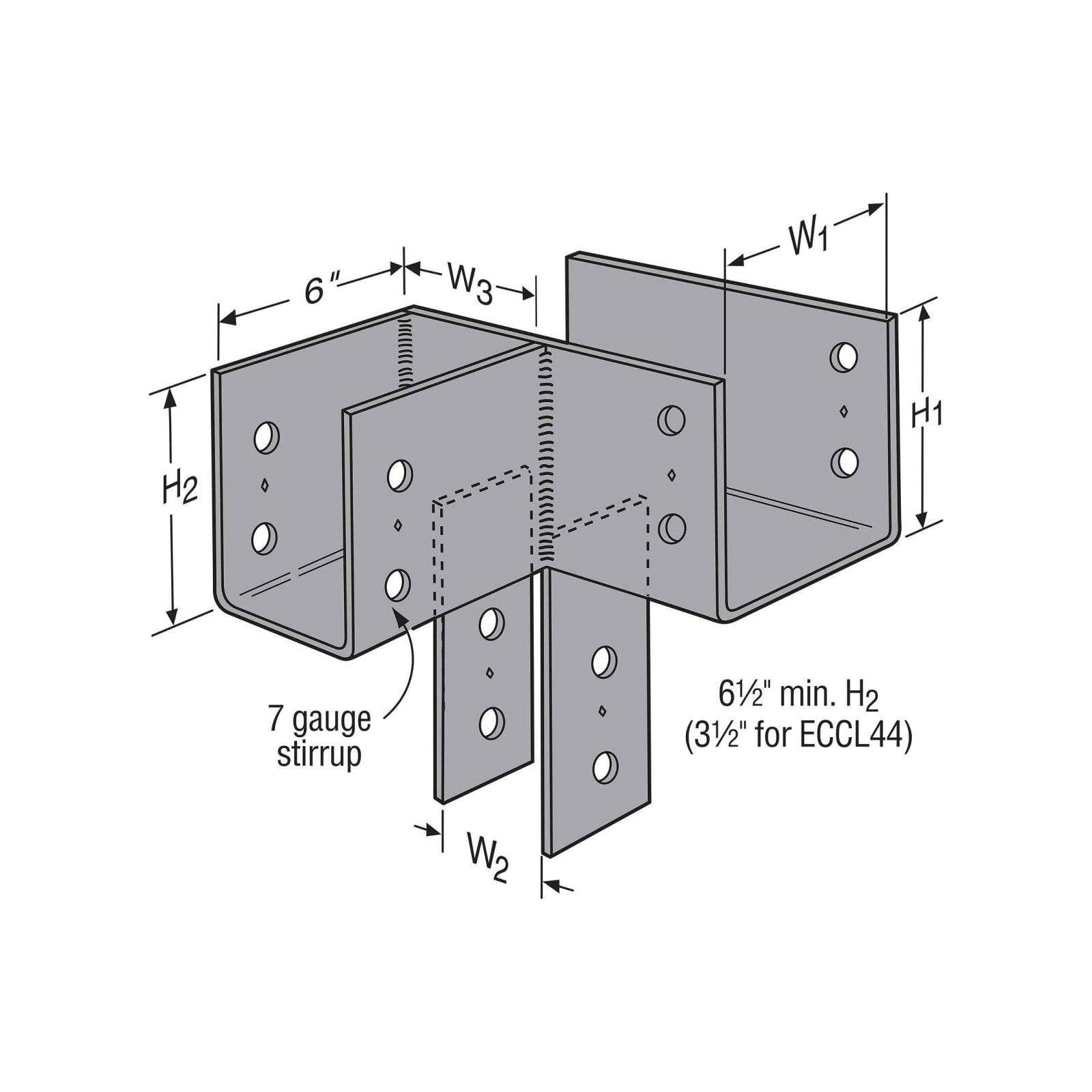 Simpson ECCL6X L-Shape End Column Cap for 6X Beam