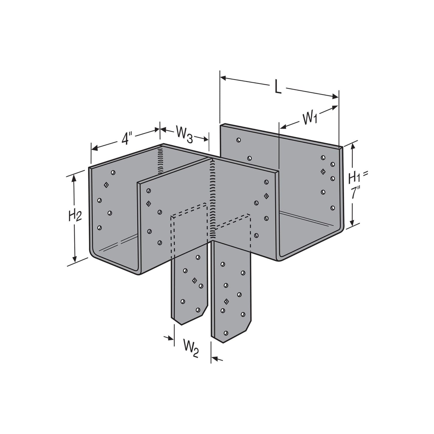 Simpson ECCLQ4X-SDS L-Shape End Column Cap for 4X Beam