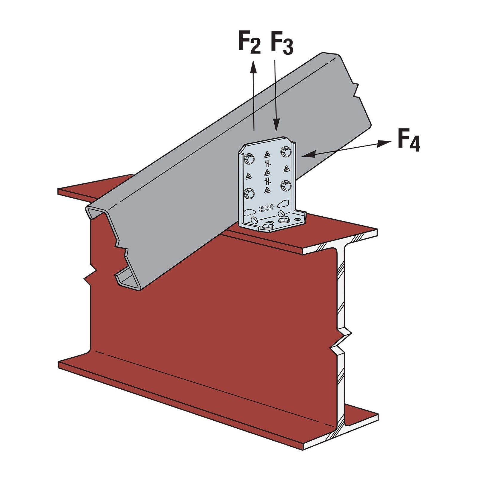 Simpson FCB45.5-R25 Bypass Framing Fixed-Clip Connector, Pkg 25