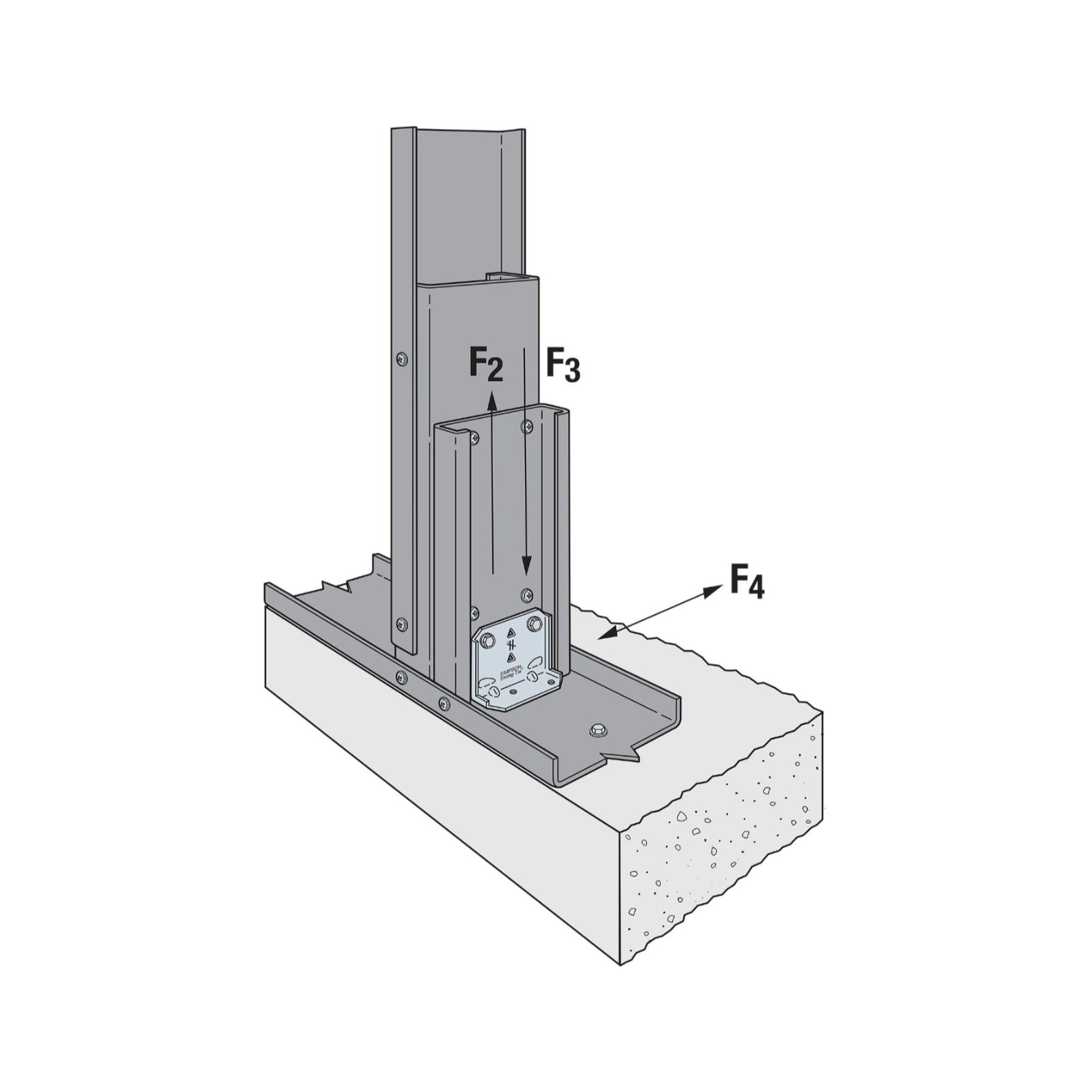 Simpson FCB45.5-R25 Bypass Framing Fixed-Clip Connector, Pkg 25