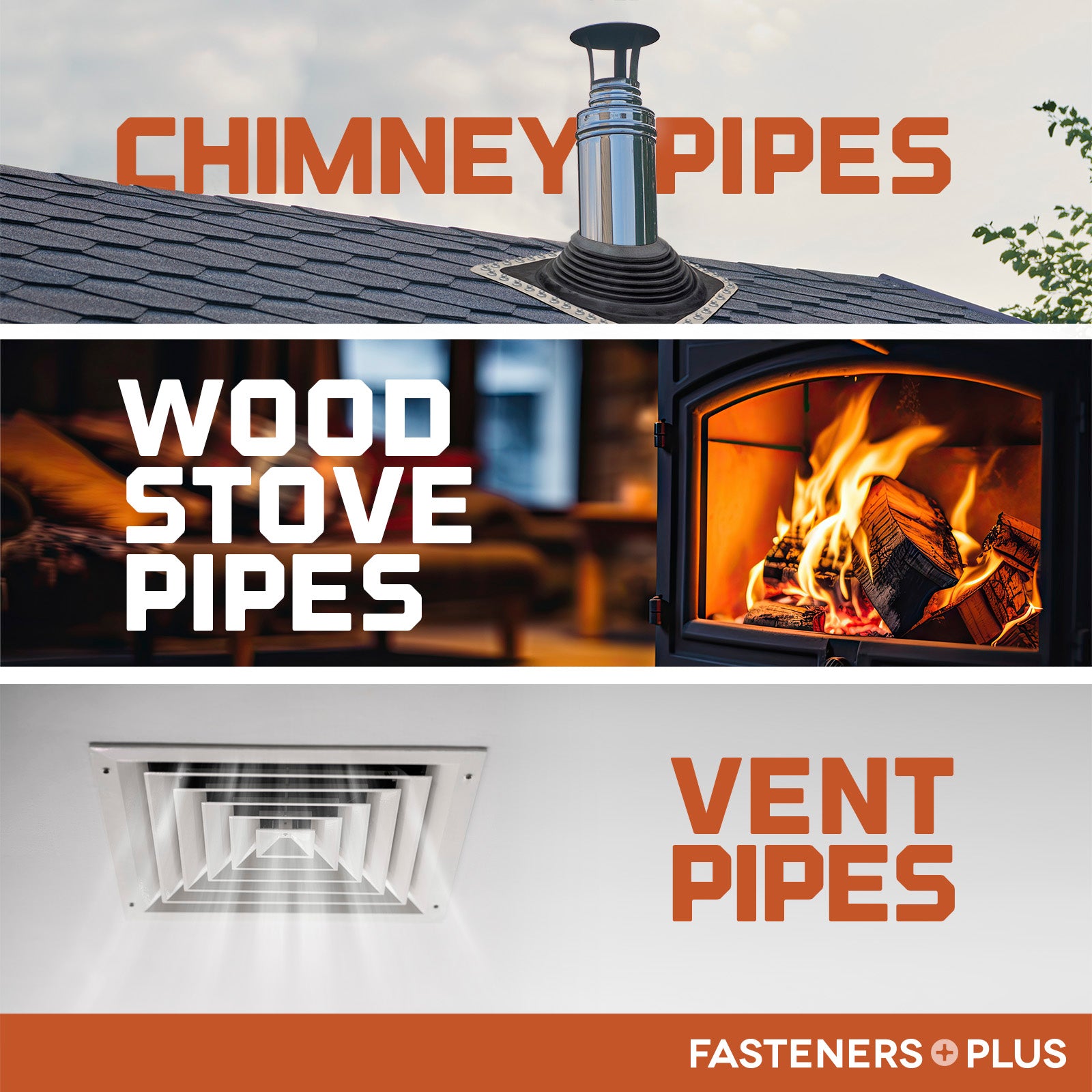 Applications - Chimney pipes, wood stove pipes, vent pipes 