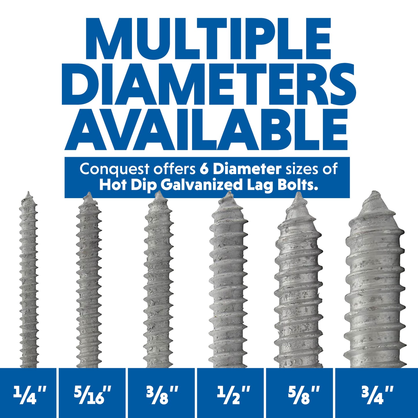 Multiple Diameters Available for Hot Dip Galvanized Lag Bolts