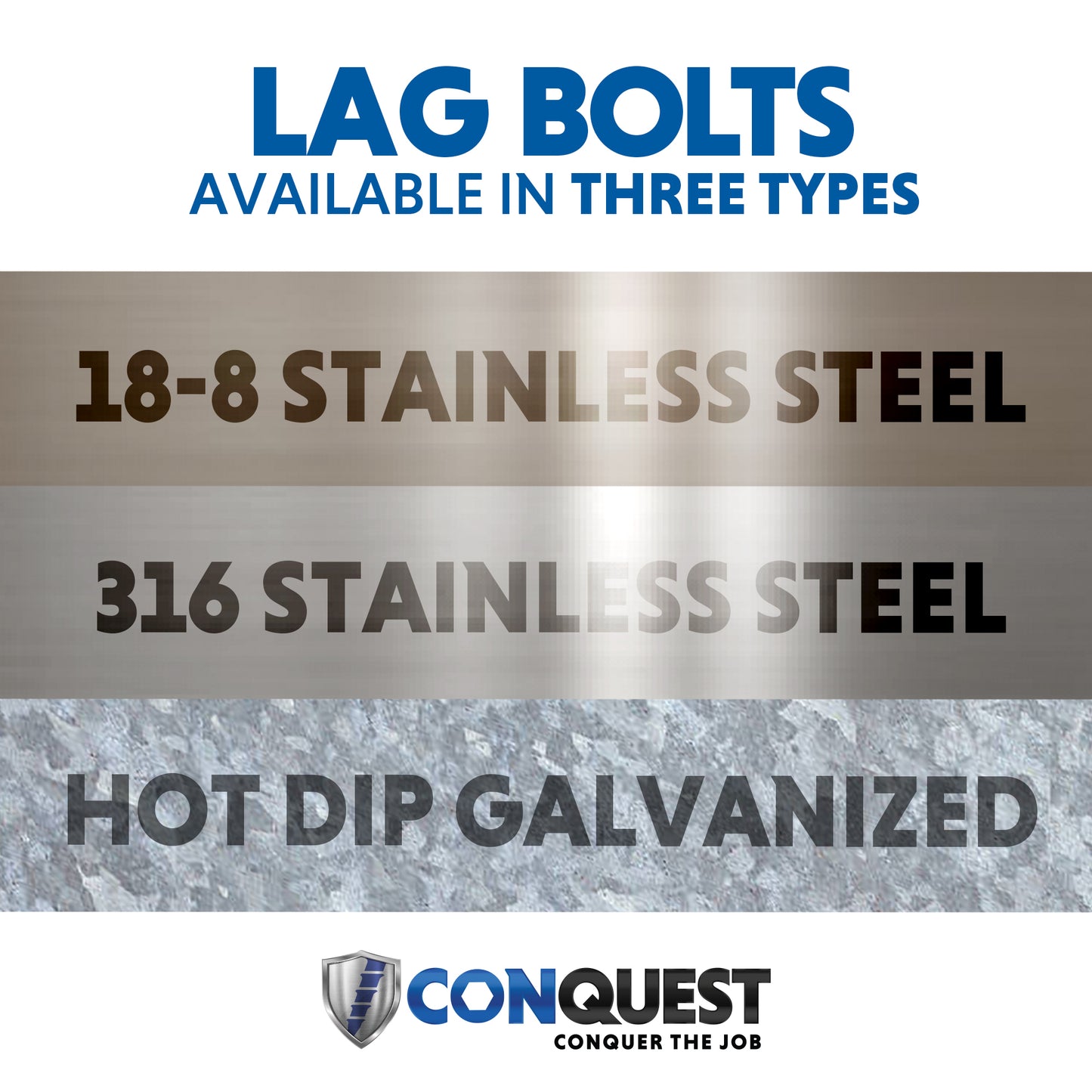 Lag Bolts Available in Three Types of Finishes