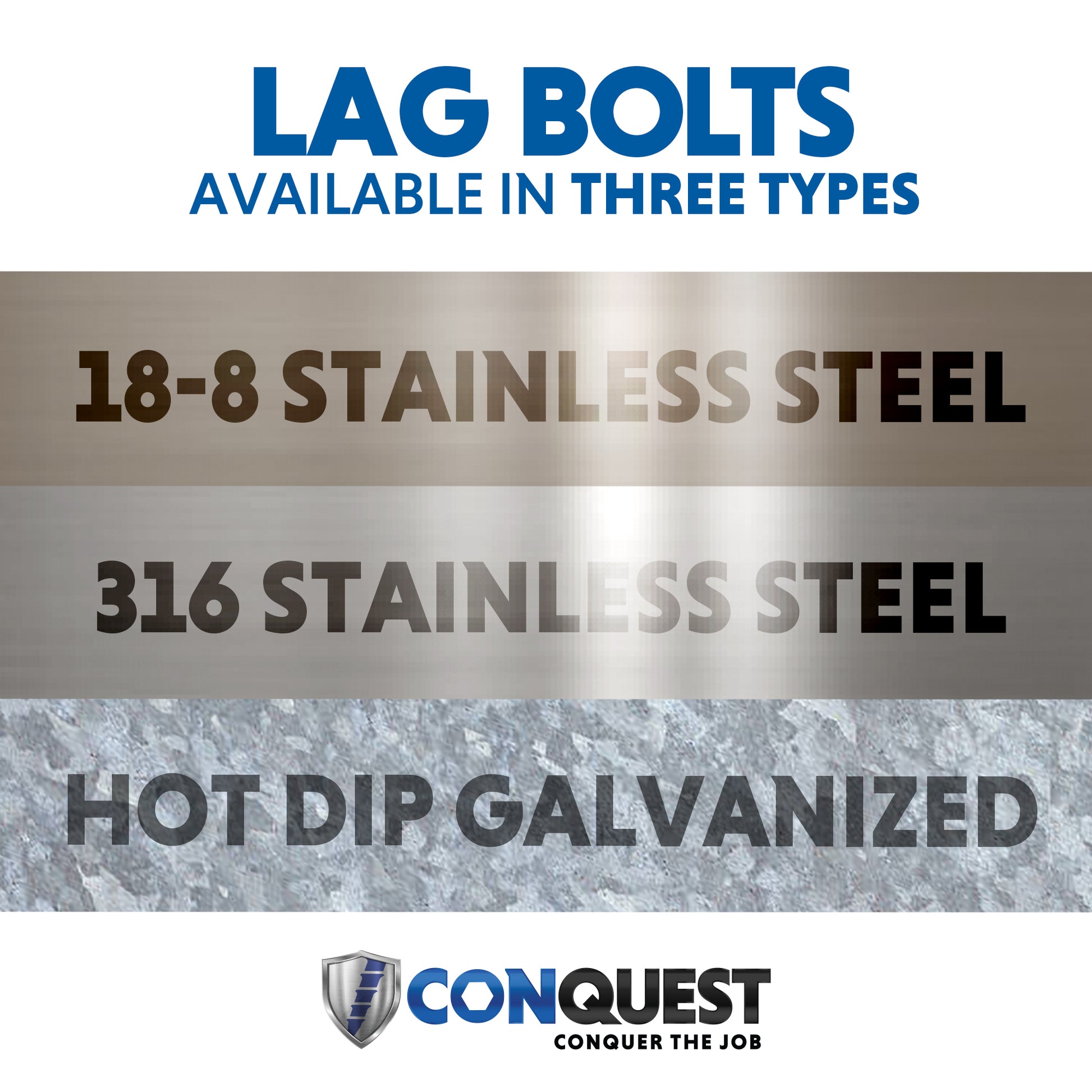 Lag Bolts Available in Three Types of Finishes