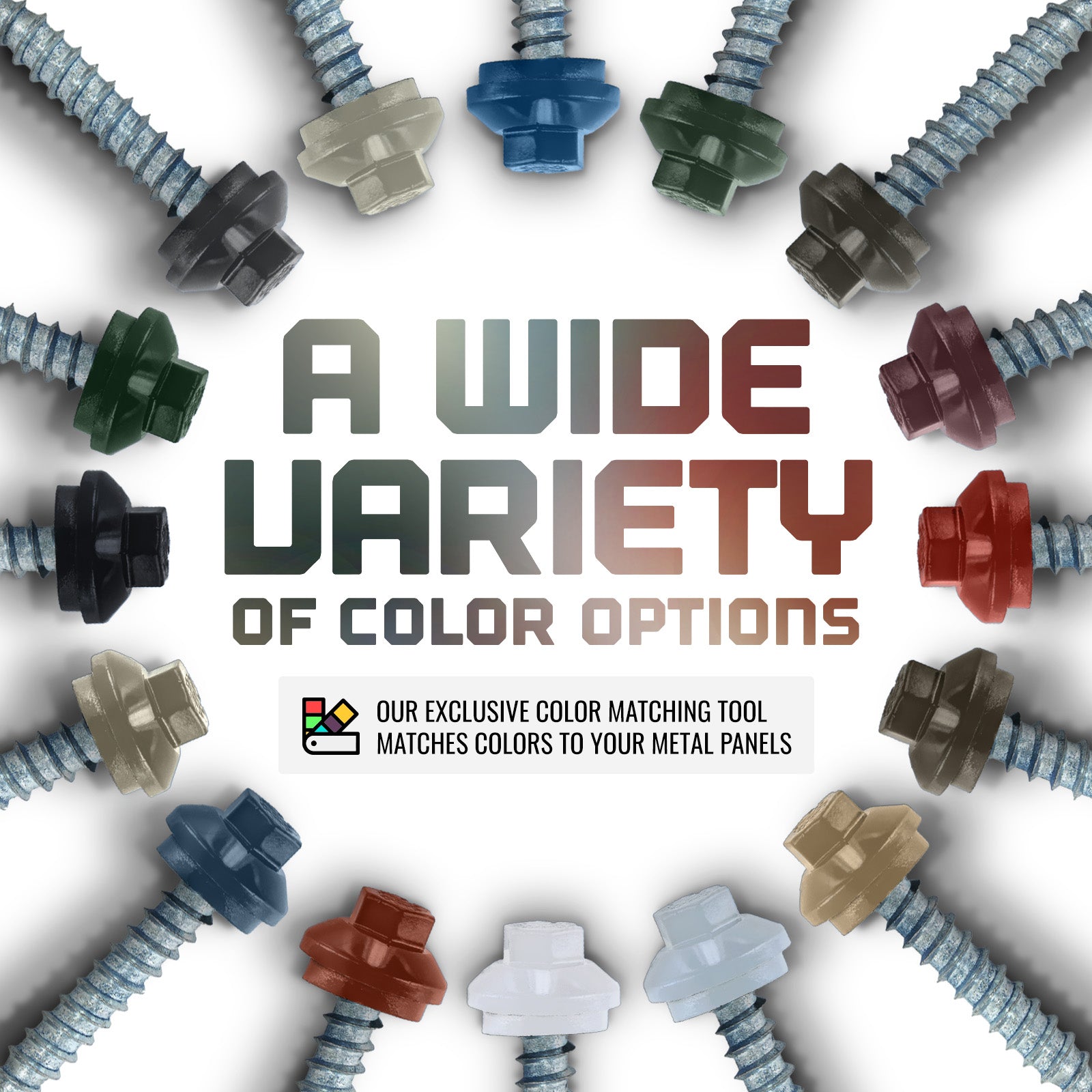 ST Screws wide variety of color options 