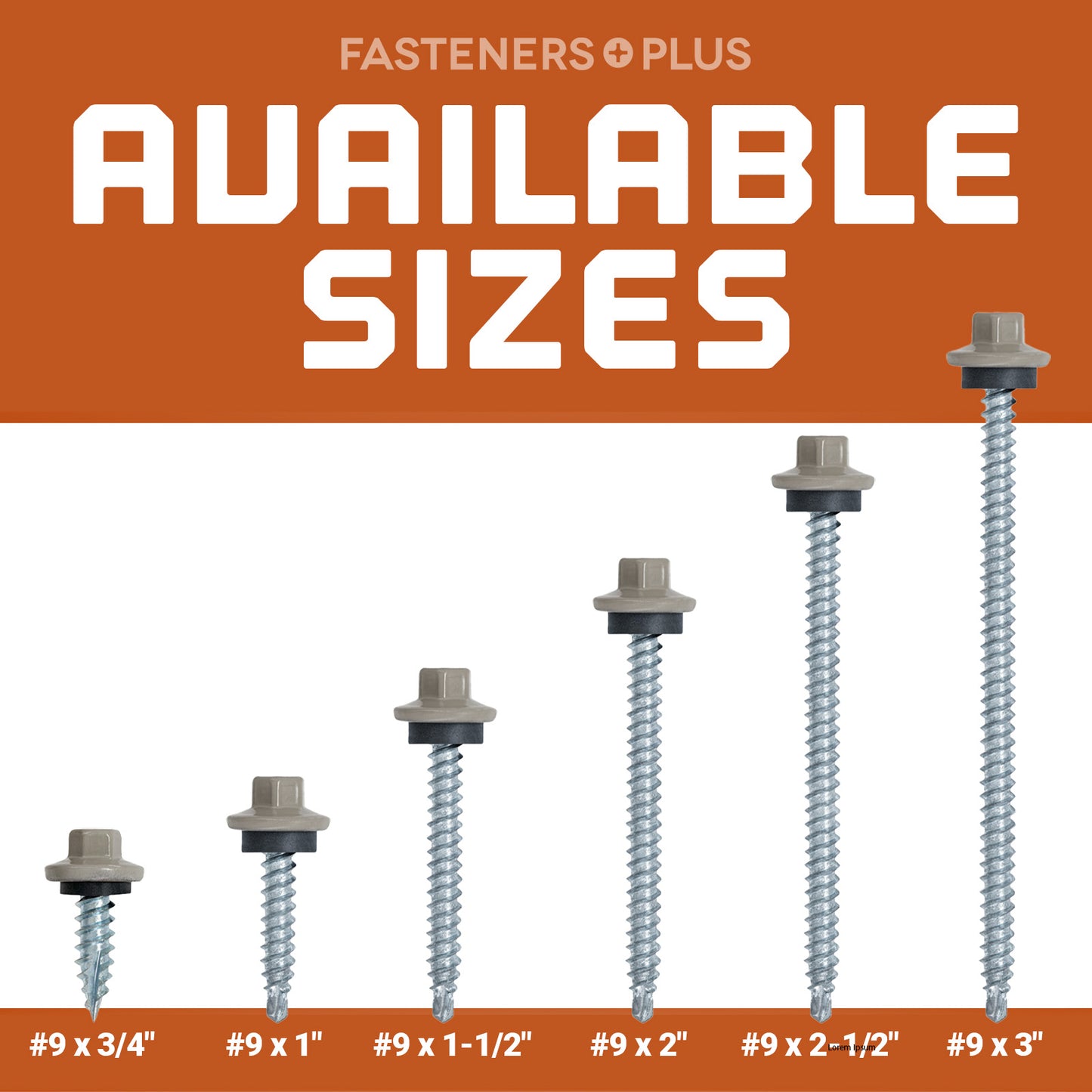 #9 x 1" ST-XL Woodbinder Metal Roofing Screw - Plain Finish, Pkg 250