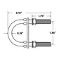 Conquest 1.36" (W) x 3.41" (L) Round Pipe U Bolt - 304 Stainless Steel specifications