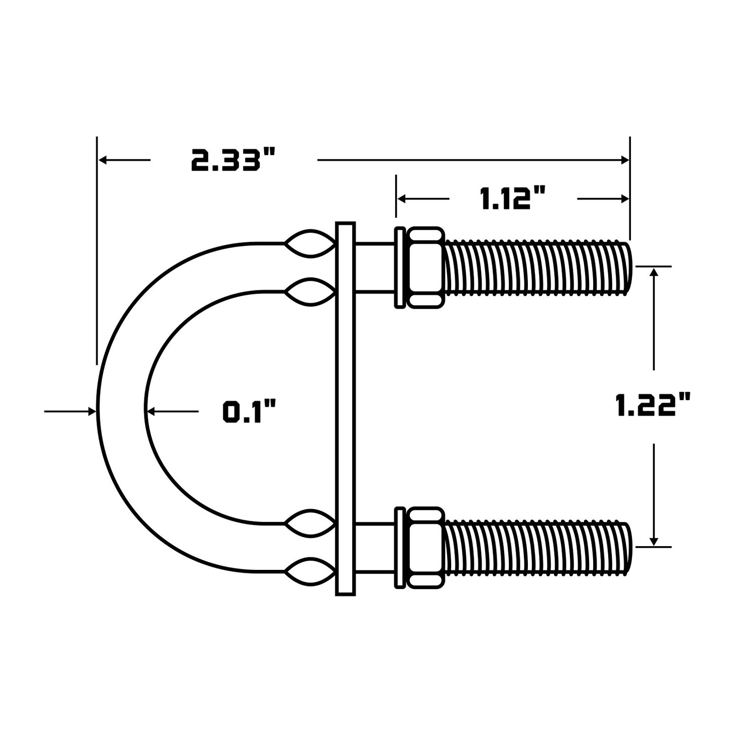 Conquest 1.22" (W) x 2.33" (L) Round Pipe U Bolt - 304 Stainless Steel specifications