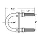 Conquest 2" (W) x 3.6" (L) Round Pipe U Bolt - 304 Stainless Steel specifications