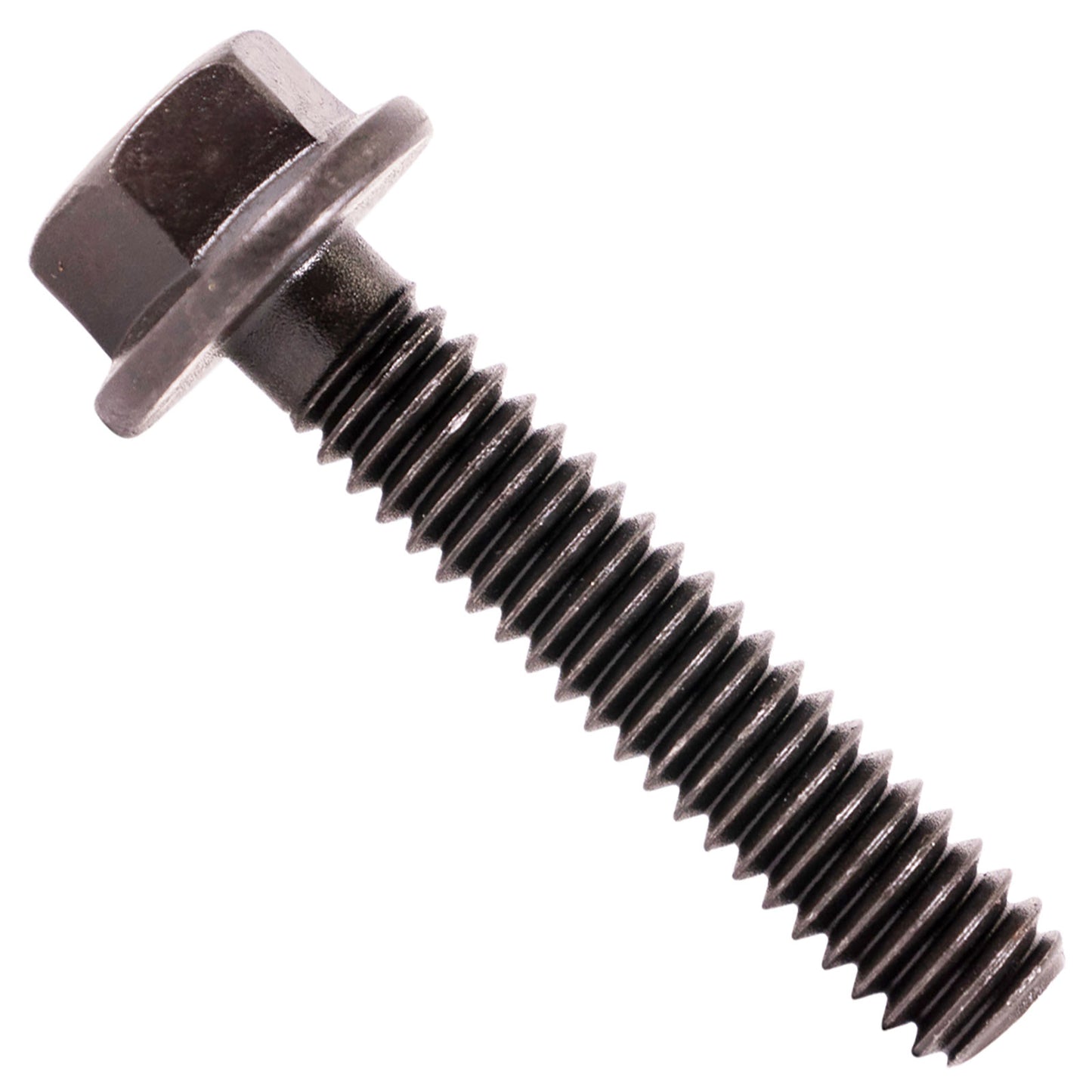 1/4"-20 x 1-1/4" Conquest Grade 8 Indented Flange Bolt - Black Phosphate & Oil