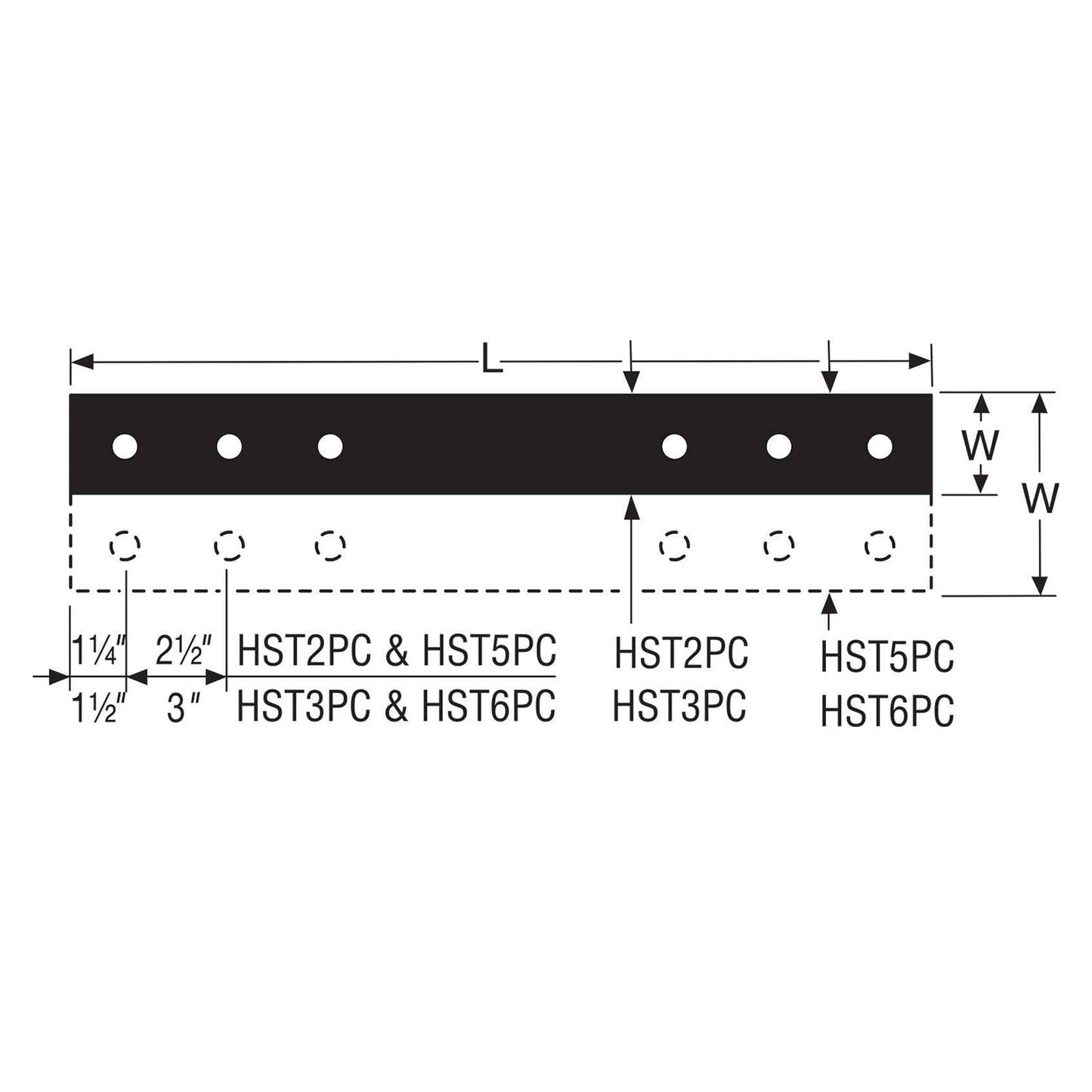 Simpson HST5PC Heavy Strap Tie Illustration