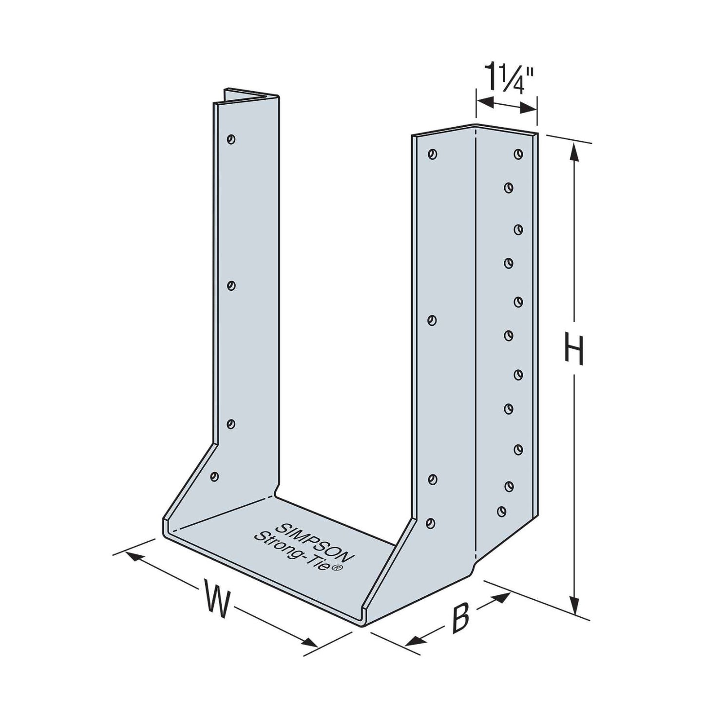 Simpson HU5.125/12 Face Mount Glulam Beam Hanger illustration