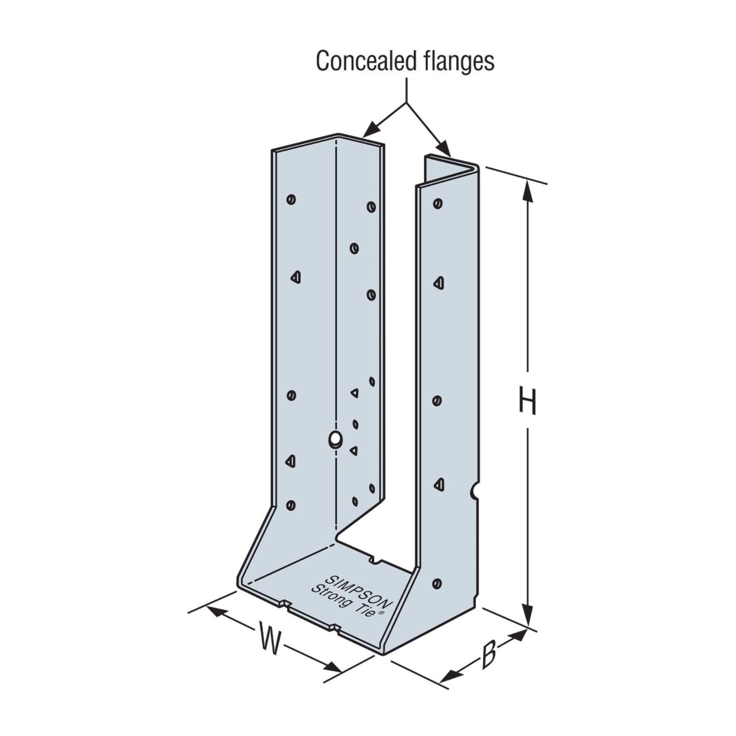 Simpson HUC410Z 4x10 Concealed Flange Heavy Face Mount Hanger - Zmax Finish