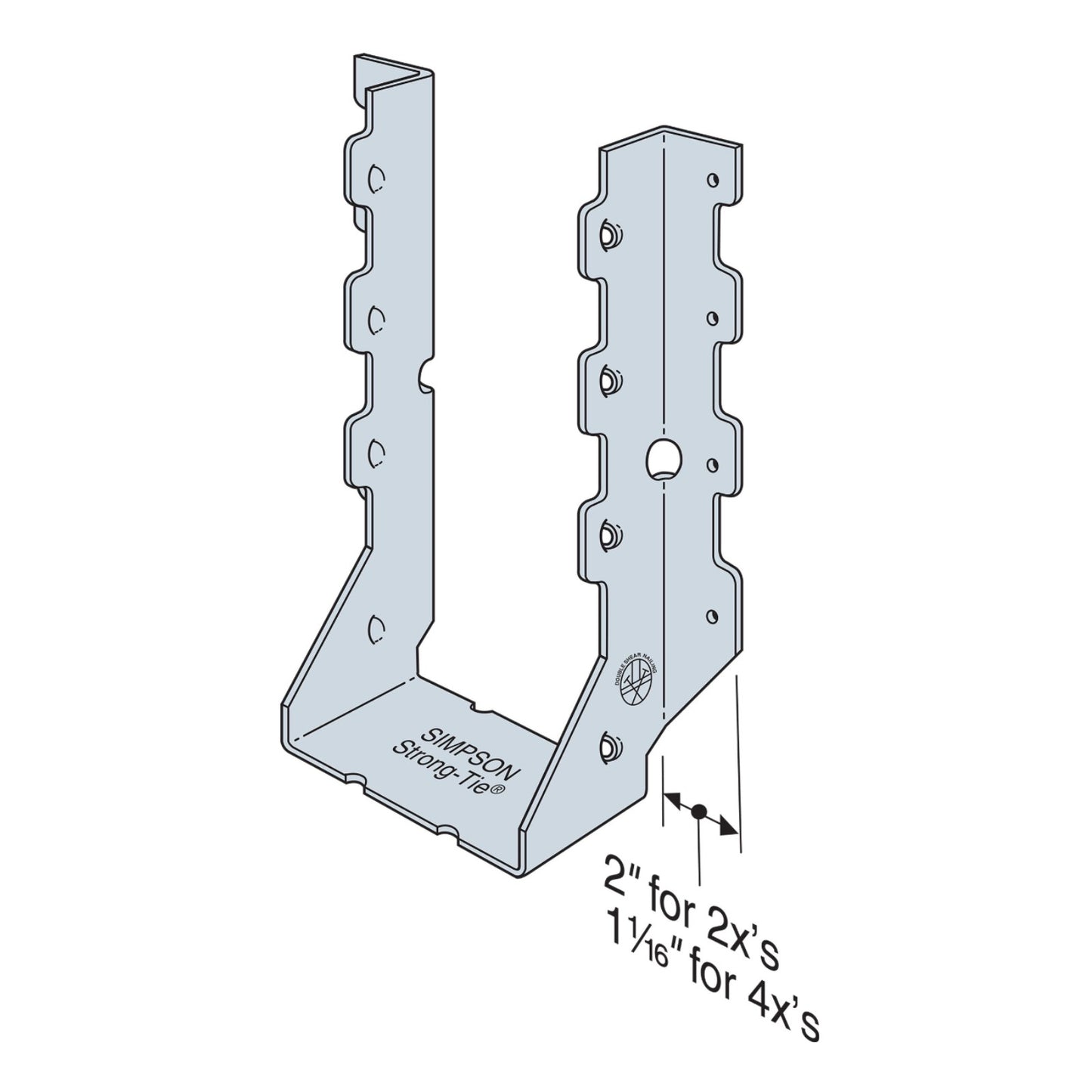 Simpson HUS410 Face Mount Hanger illustration and specs