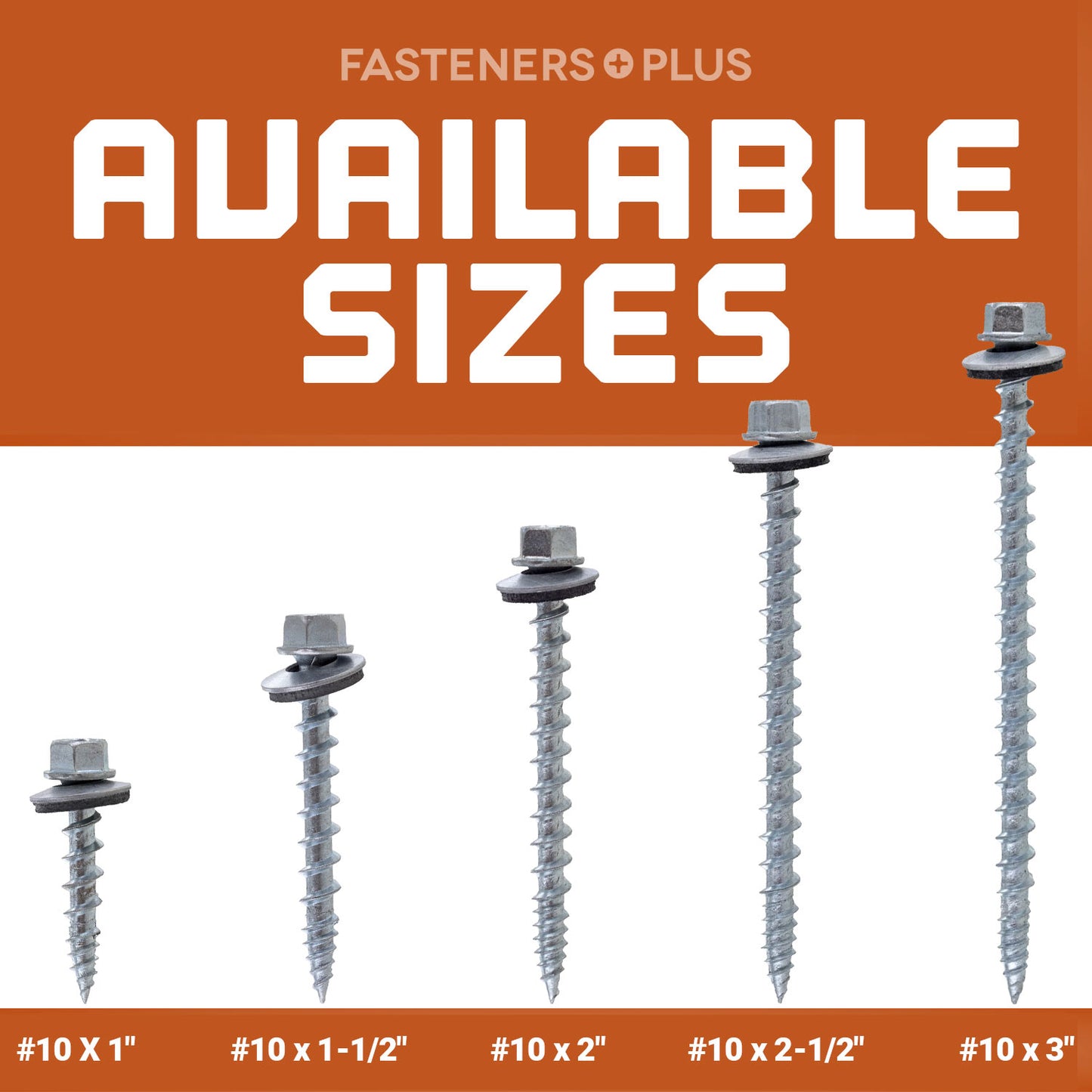 #10 X 2-1/2" Kwikseal Woodbinder Metal Roofing Screw, T17 Sharp Point - Electro-Galvanized, Pkg 250