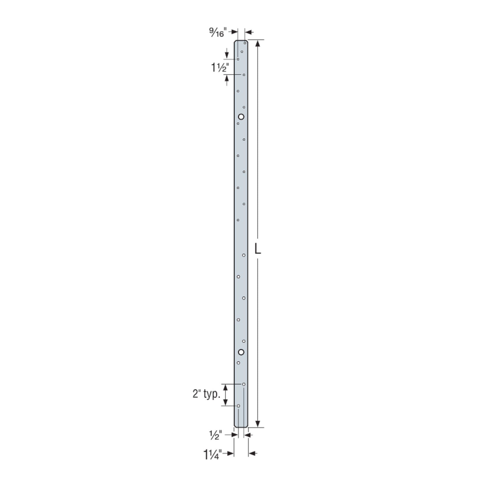 Simpson MSTAM36 36" Medium Masonry Strap Tie - G90 Galvanized