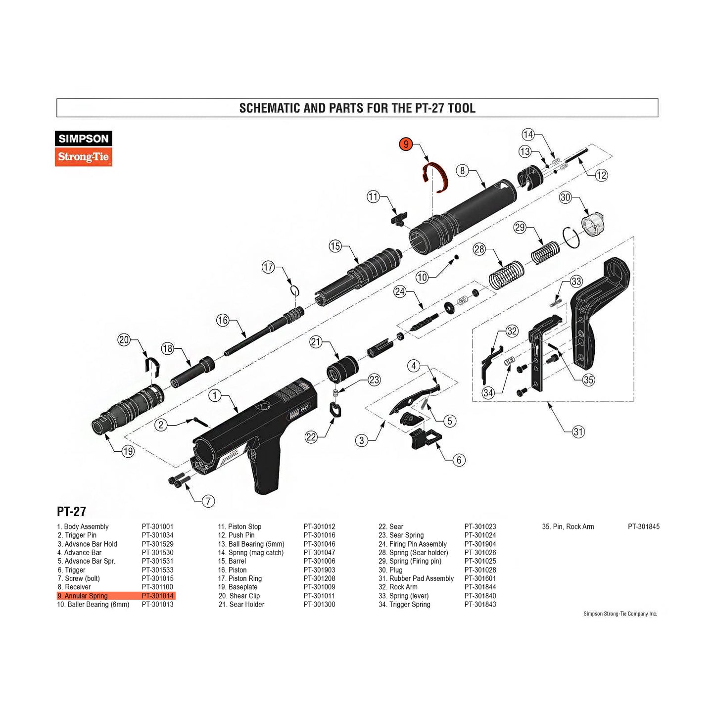 Simpson PT-301014 Annular Spring for PT-27 Powder Actuated Nail Gun