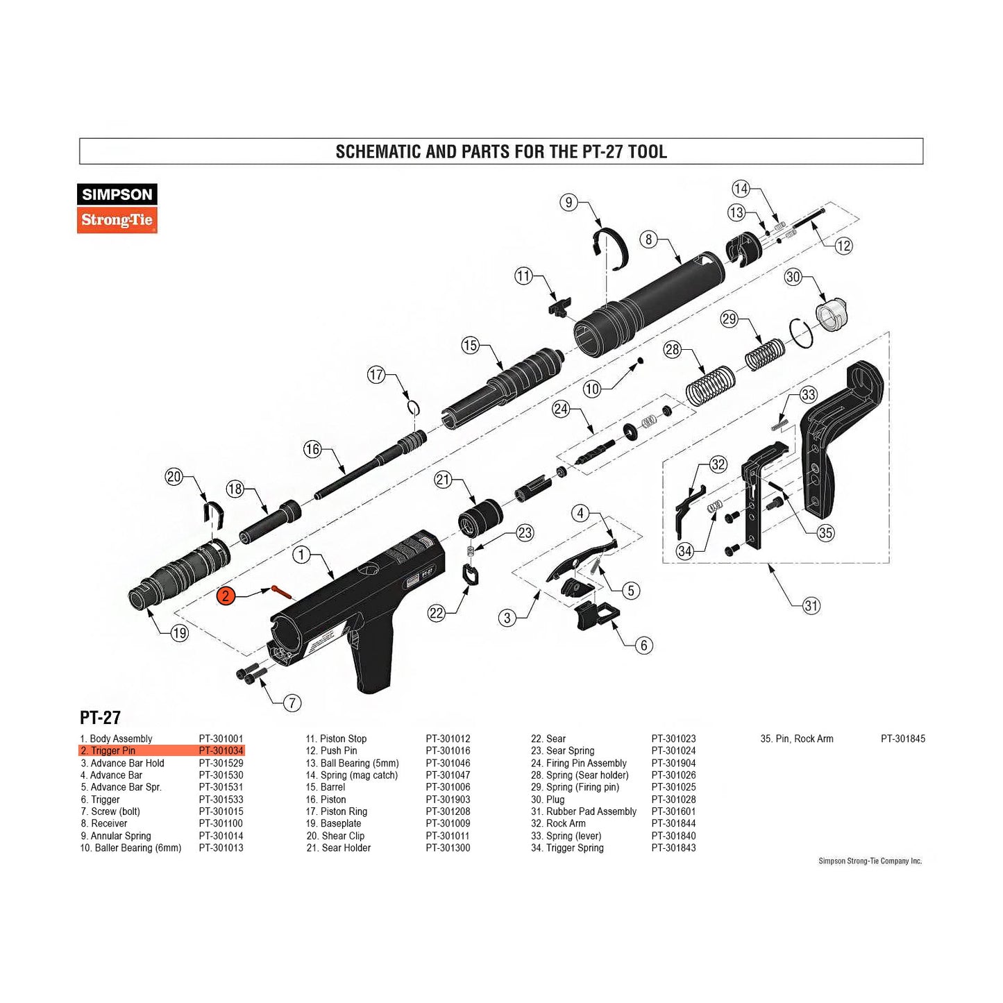 Simpson PT-301034 Trigger Pin