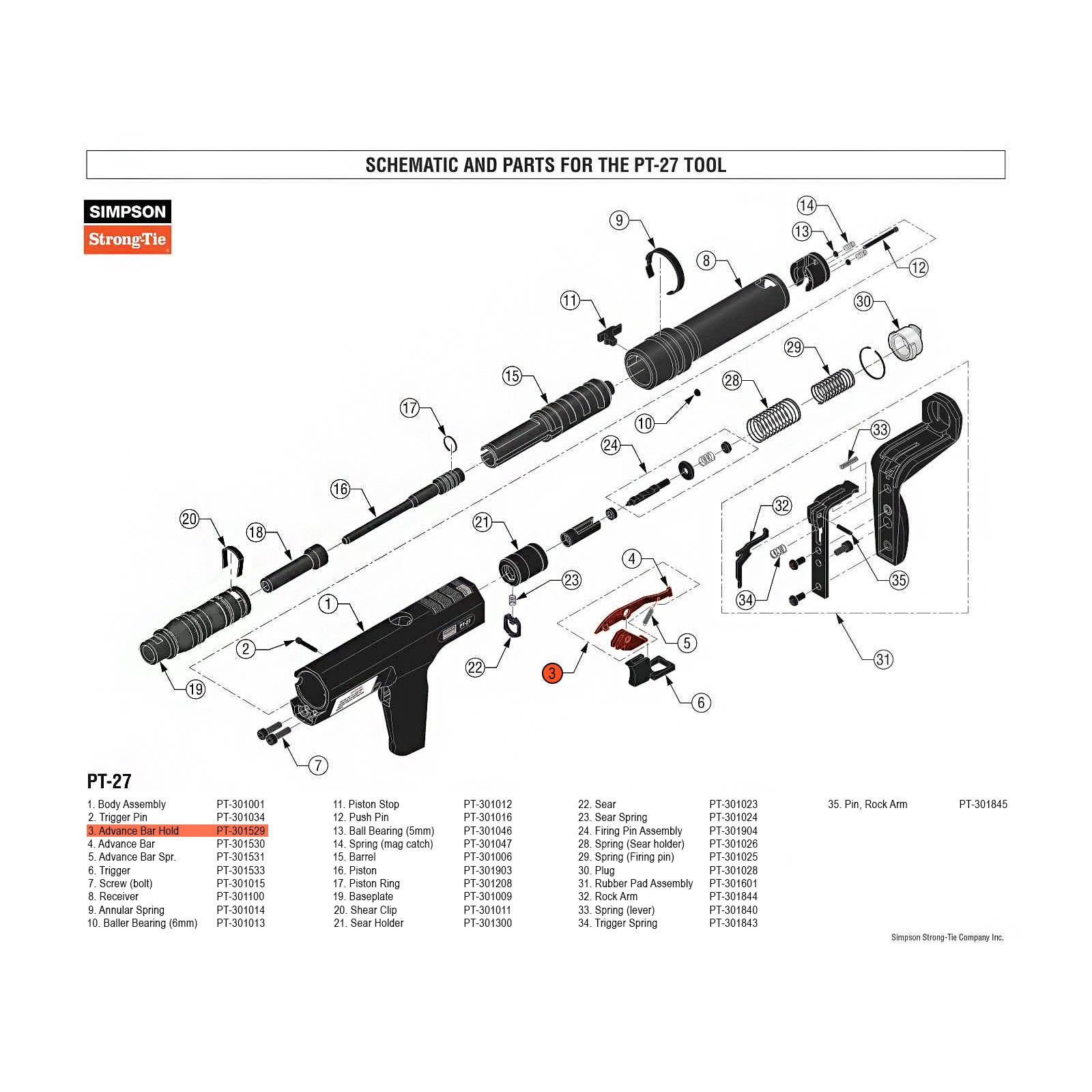 Simpson PT-301529 Advanced Bar Holder for PT-27 Powder Actuated Nail Gun