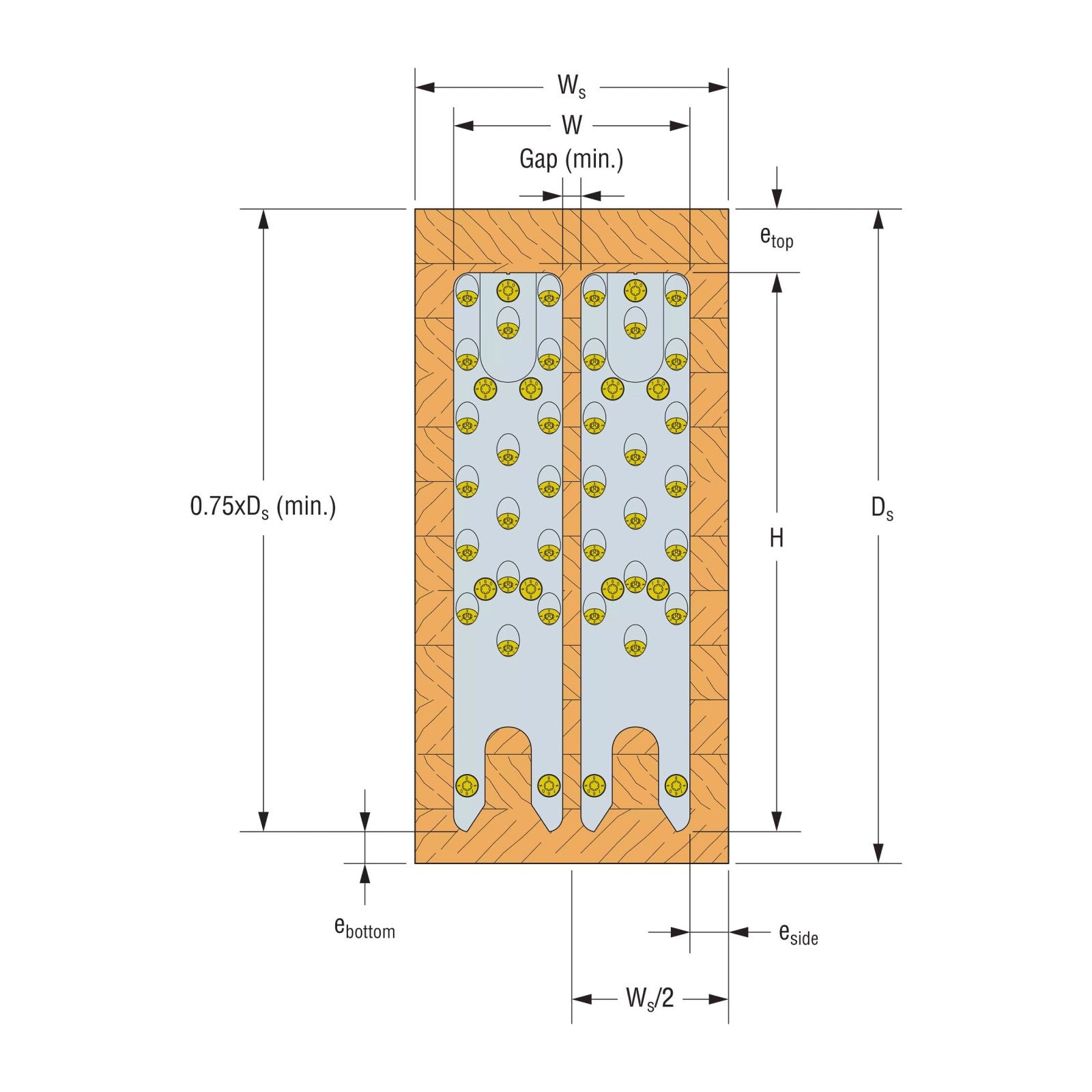 Simpson Strong-Tie 3" x 15 3/8" Electrogalvanized Concealed Beam Hanger (wood to wood)