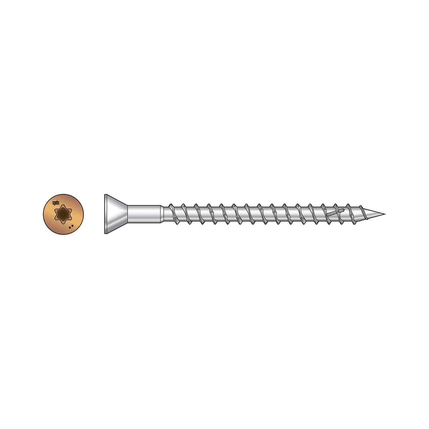 Simpson S08250WCI #8 x 2-1/2" T20 DWP Trim Head Wood Screw - Type 305 Stainless Steel, Tan 03, Pkg 1,750