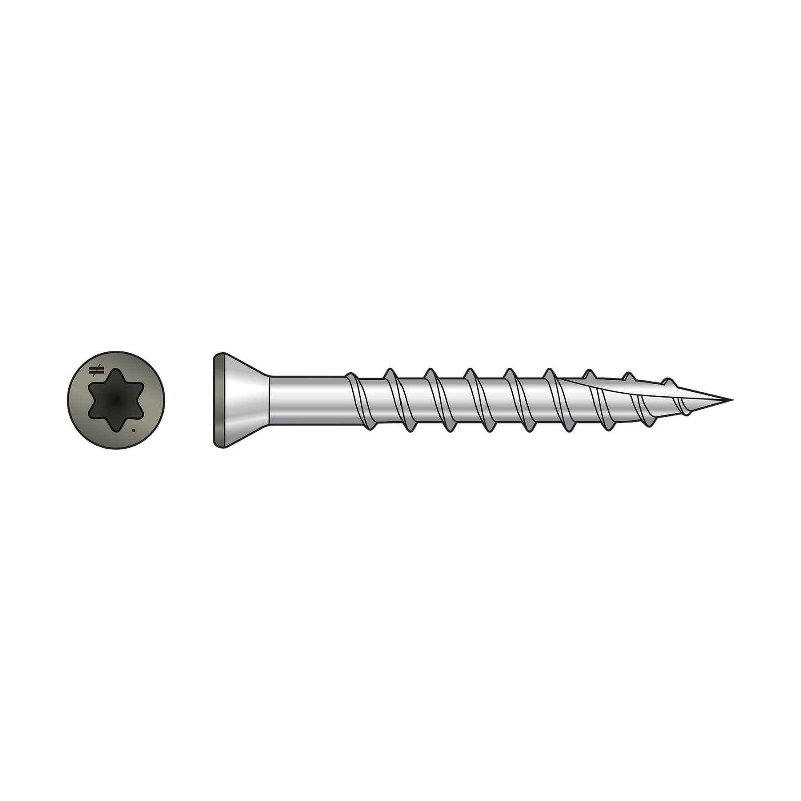 Simpson T07162FT70GR #7 x 1-5/8" T15 Trim-Head Screw - 316 Stainless Steel, Gray - Pkg 70