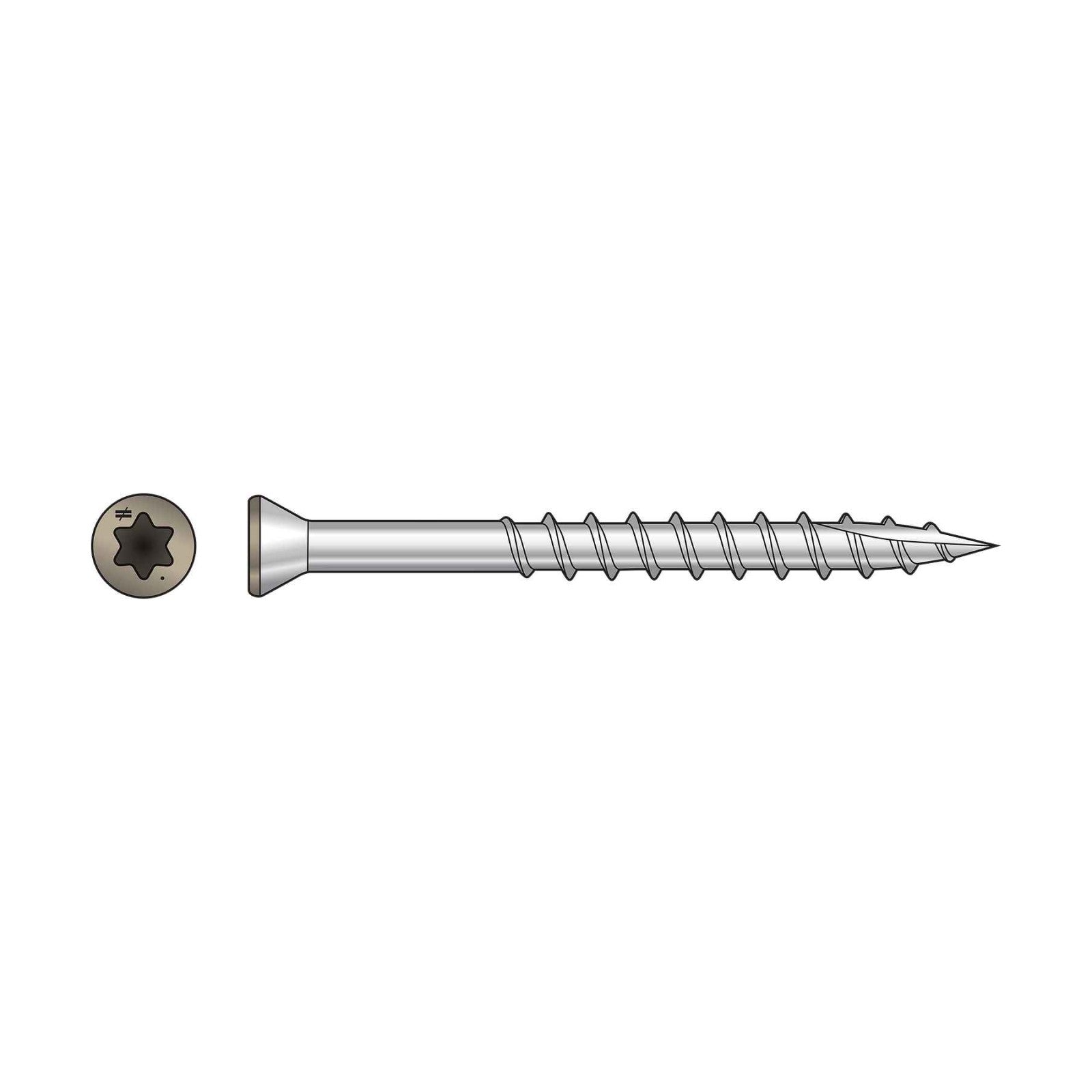 Simpson T07162FT70TN02 #7 1-5/8" T15 Trim-Head Screw - 316 Stainless Steel, Tan 02 - Pkg 70