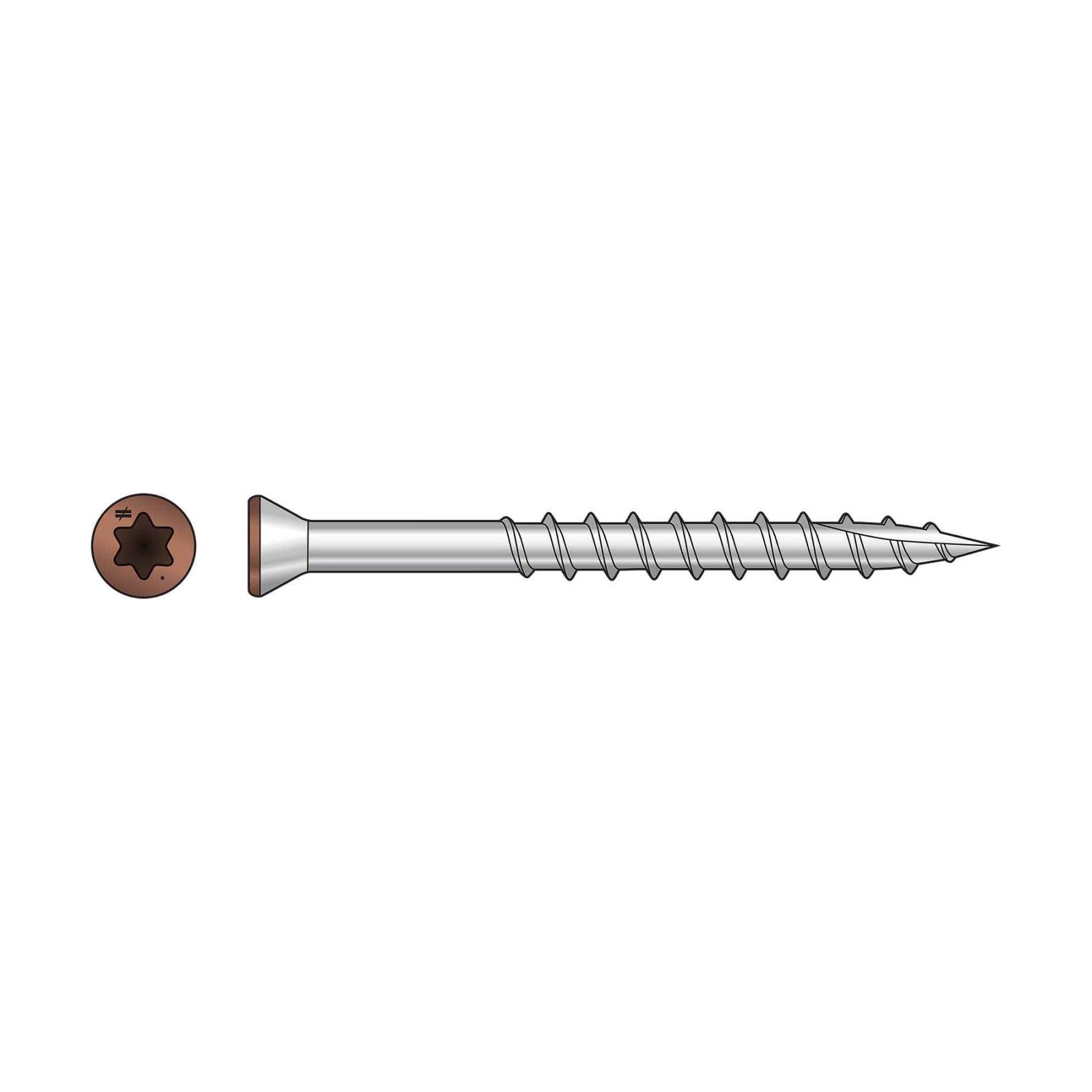 Simpson T07162FT70TN03 #7 1-5/8" T15 Trim-Head Screw - 316 Stainless Steel, Tan 03 - Pkg 70