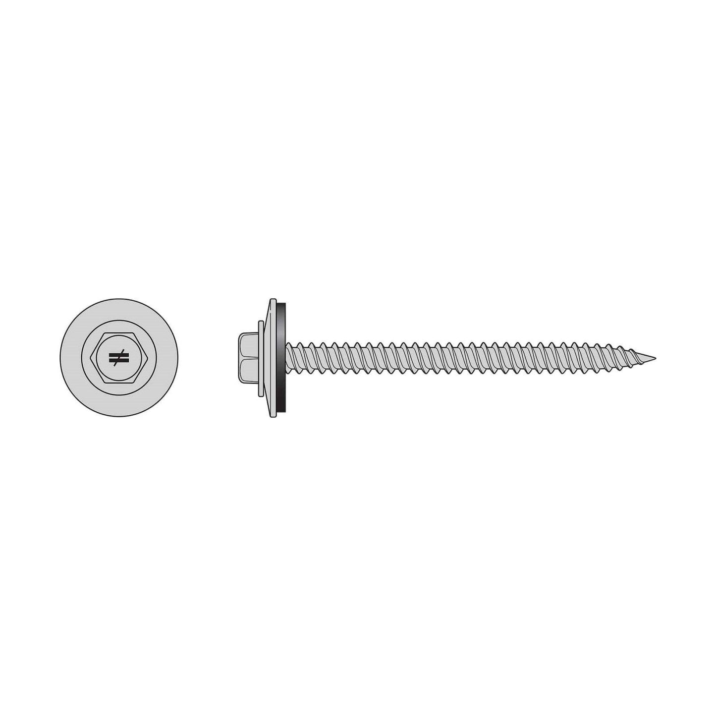 Simpson T09150HWA-RP25 #9 x 1-1/2" Hex Head Metal Panel Screw W/ EPDM Washer - 316 Stainless, Pkg 25