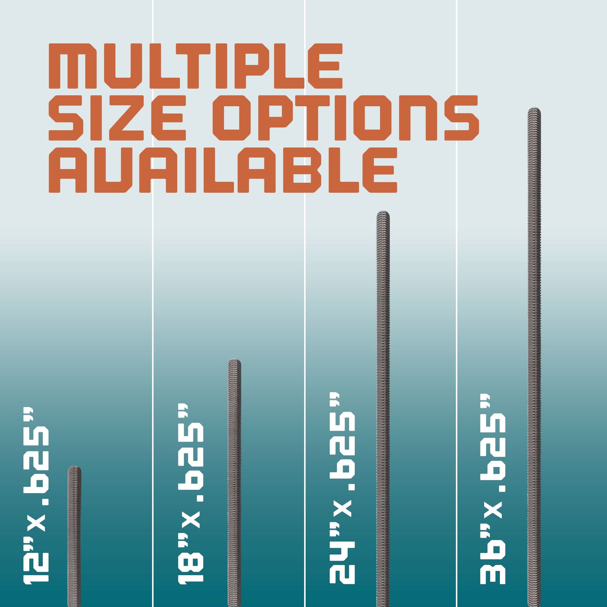 5/8"-11 x 3' 304 Stainless Steel Threaded Rod - Multiple Lengths